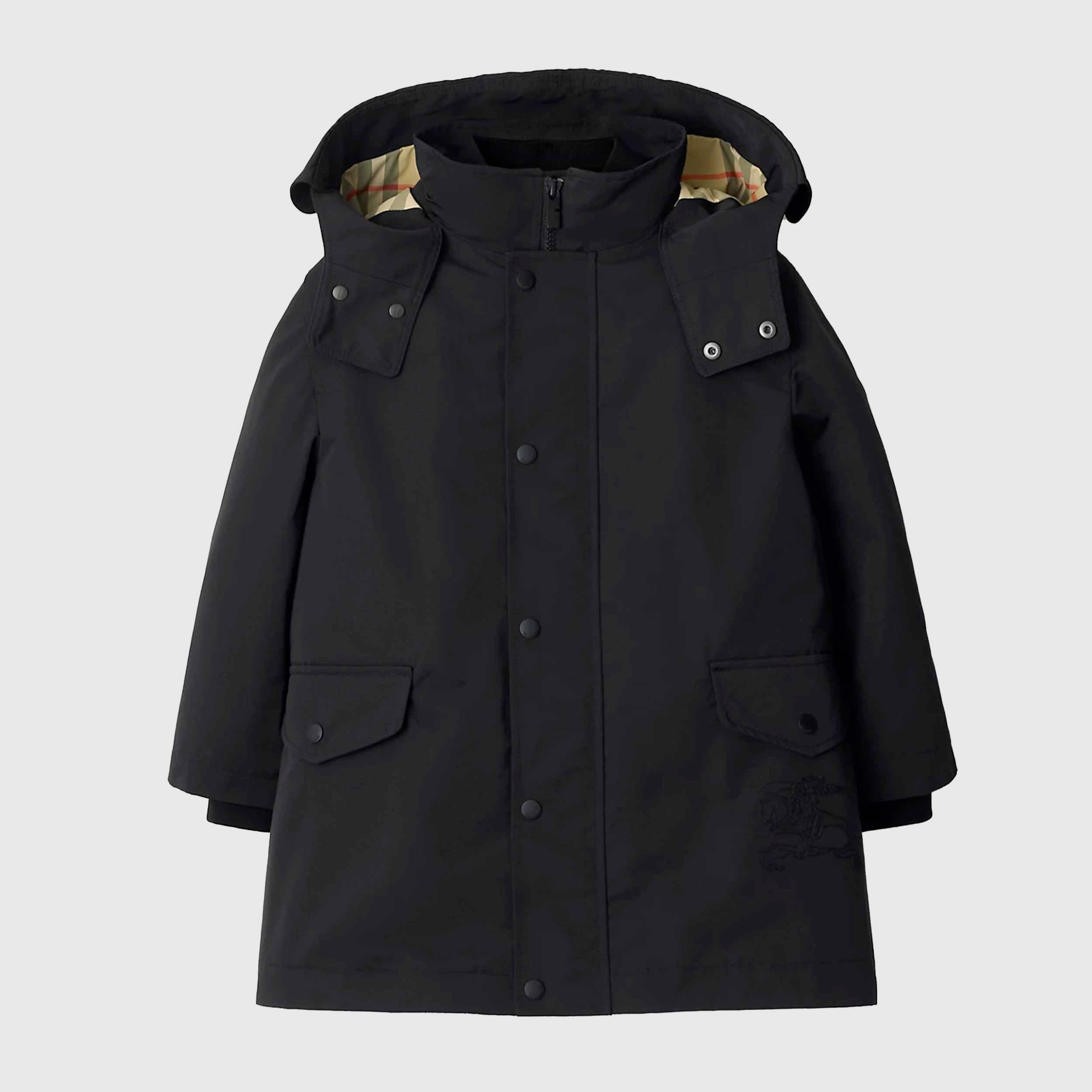 Parka Nero Reversibile Con Stampa Iconica Firmato BURBERRY
