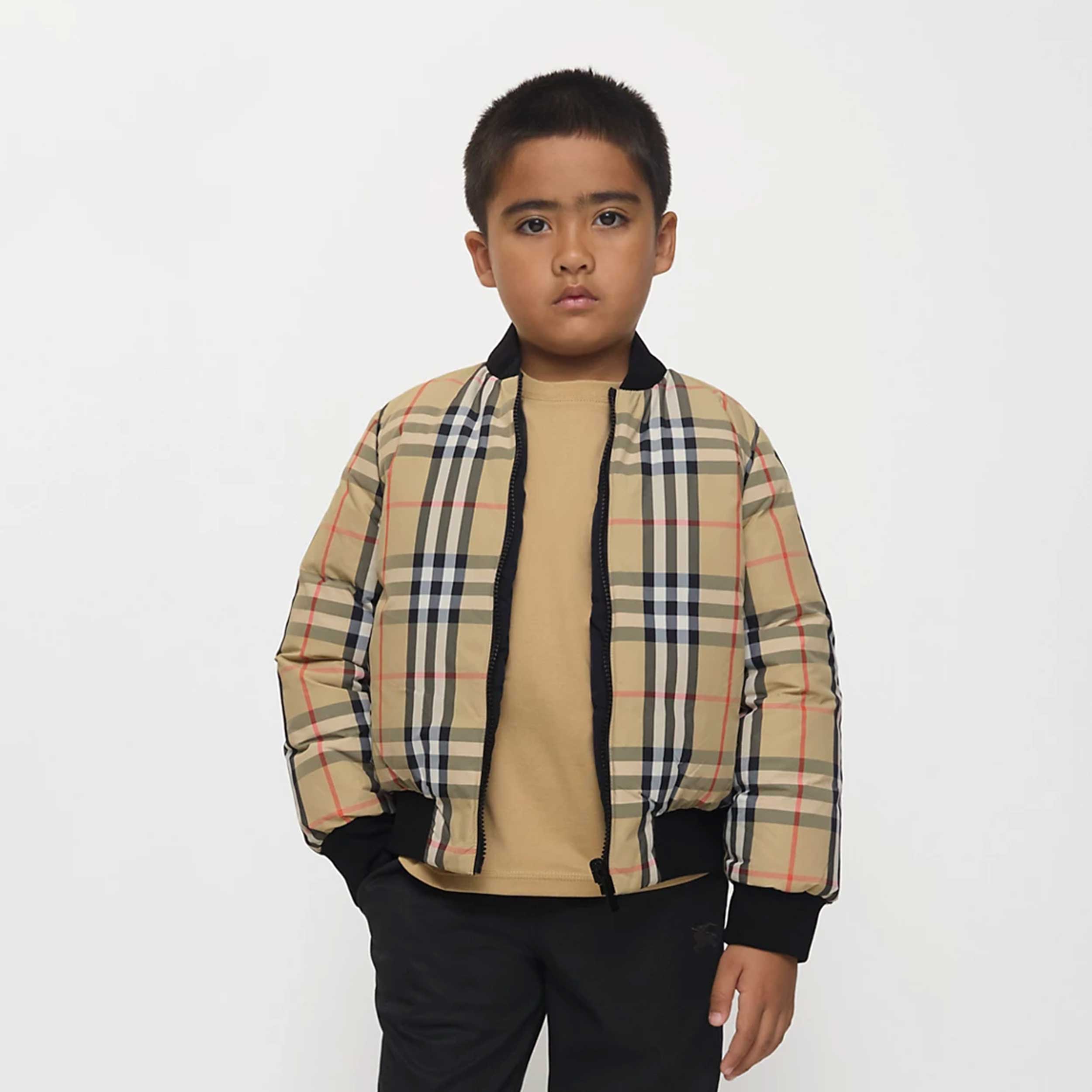 Parka Nero Reversibile Con Stampa Iconica Firmato BURBERRY