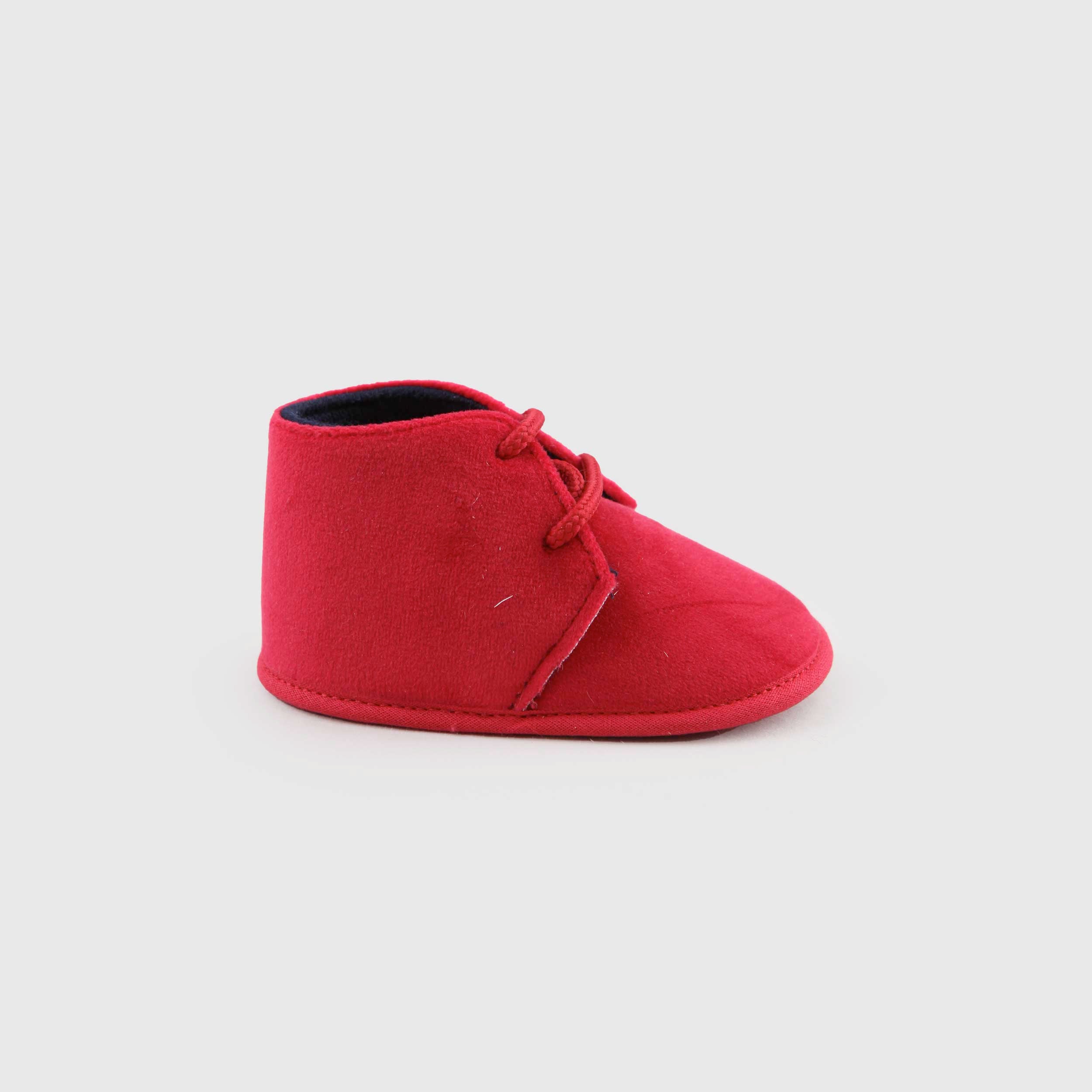 Scarpina in Velluto Rosso Chiaro per Neonato by CAMELI