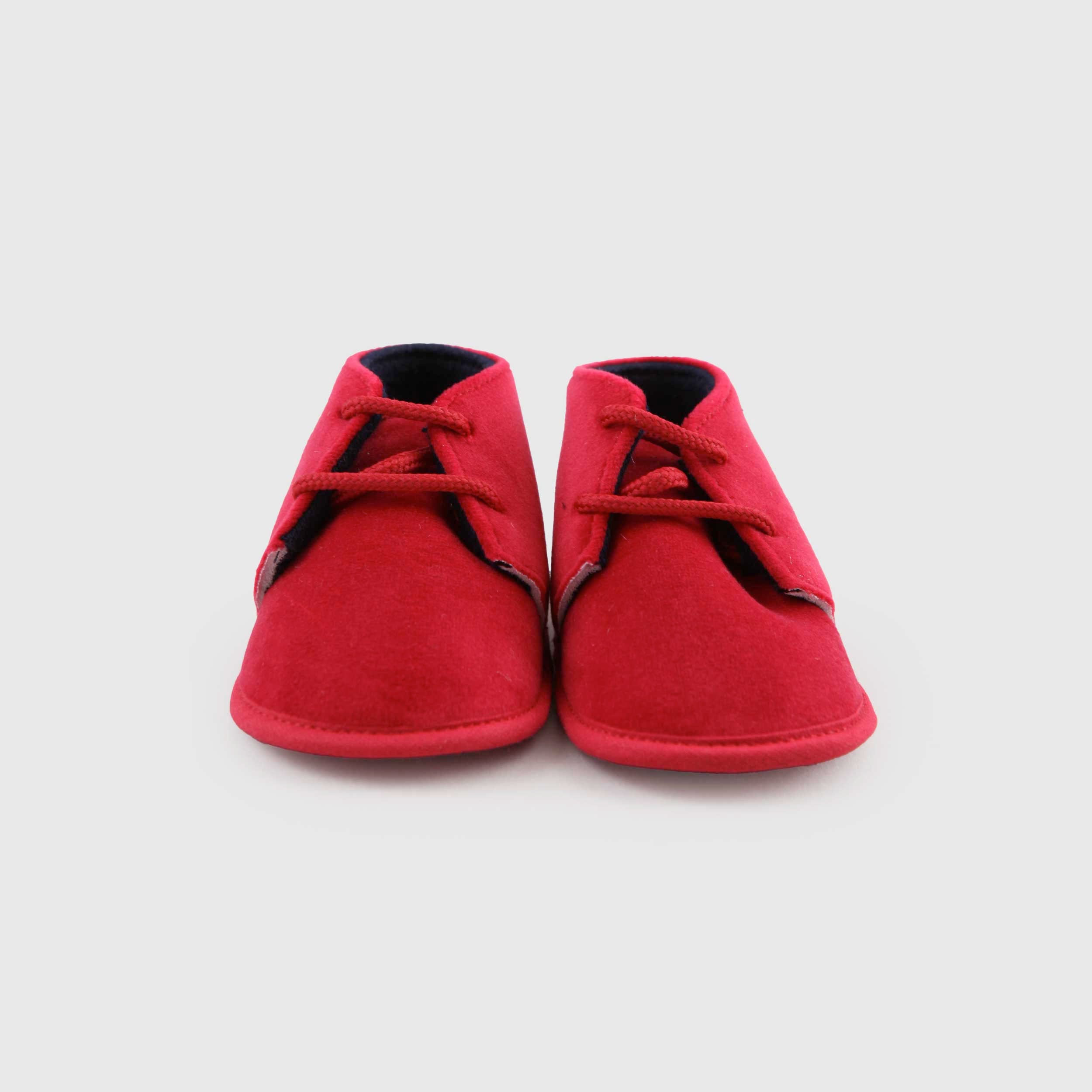 Scarpina in Velluto Rosso Chiaro per Neonato by CAMELI