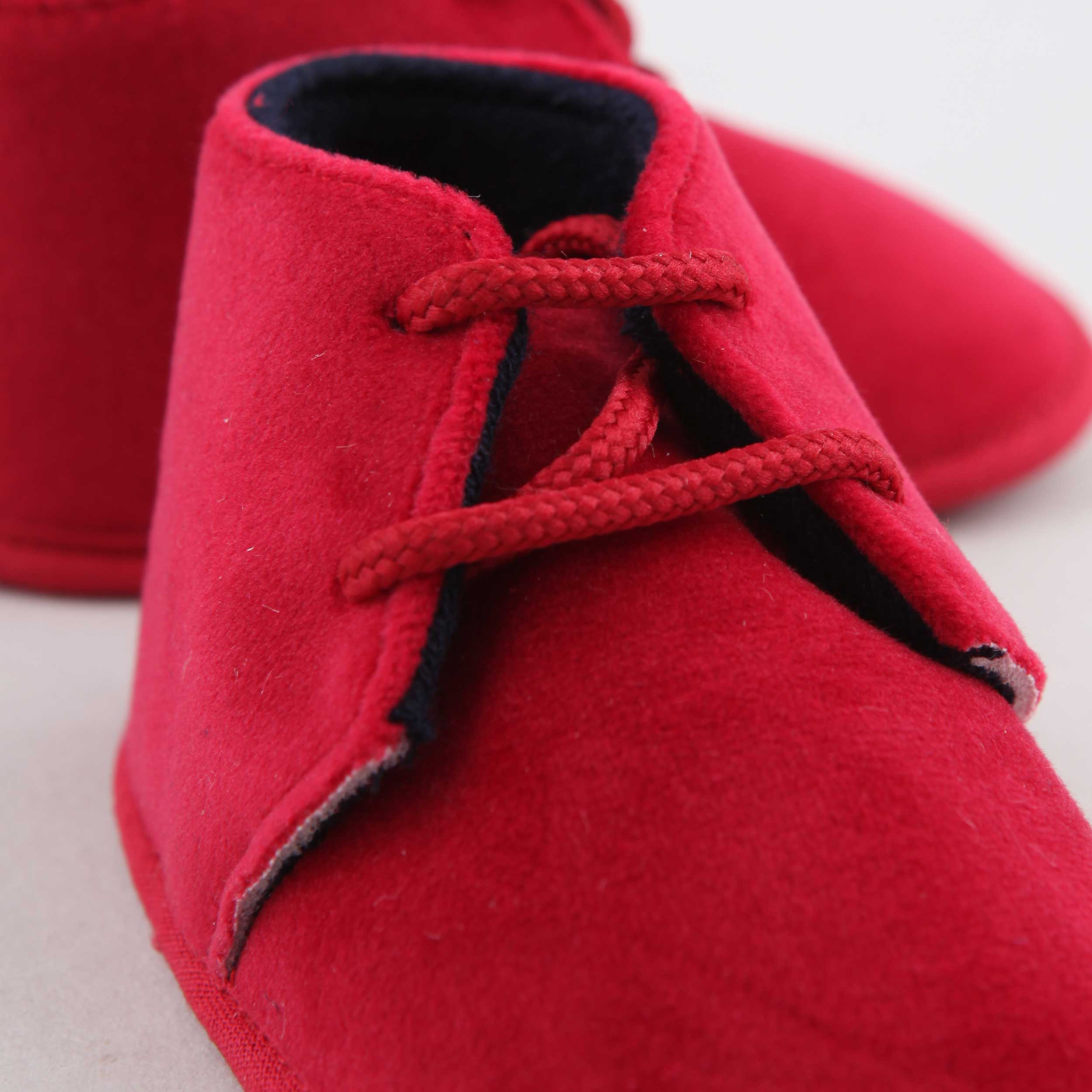 Scarpina in Velluto Rosso Chiaro per Neonato by CAMELI
