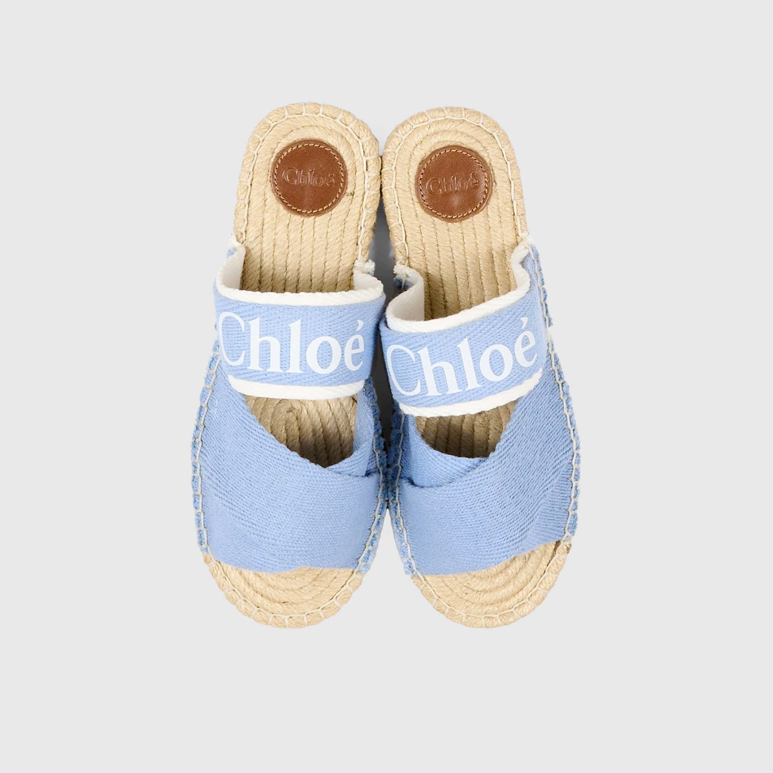 Ciabatte Celesti Effetto Canvas Firmate CHLOE