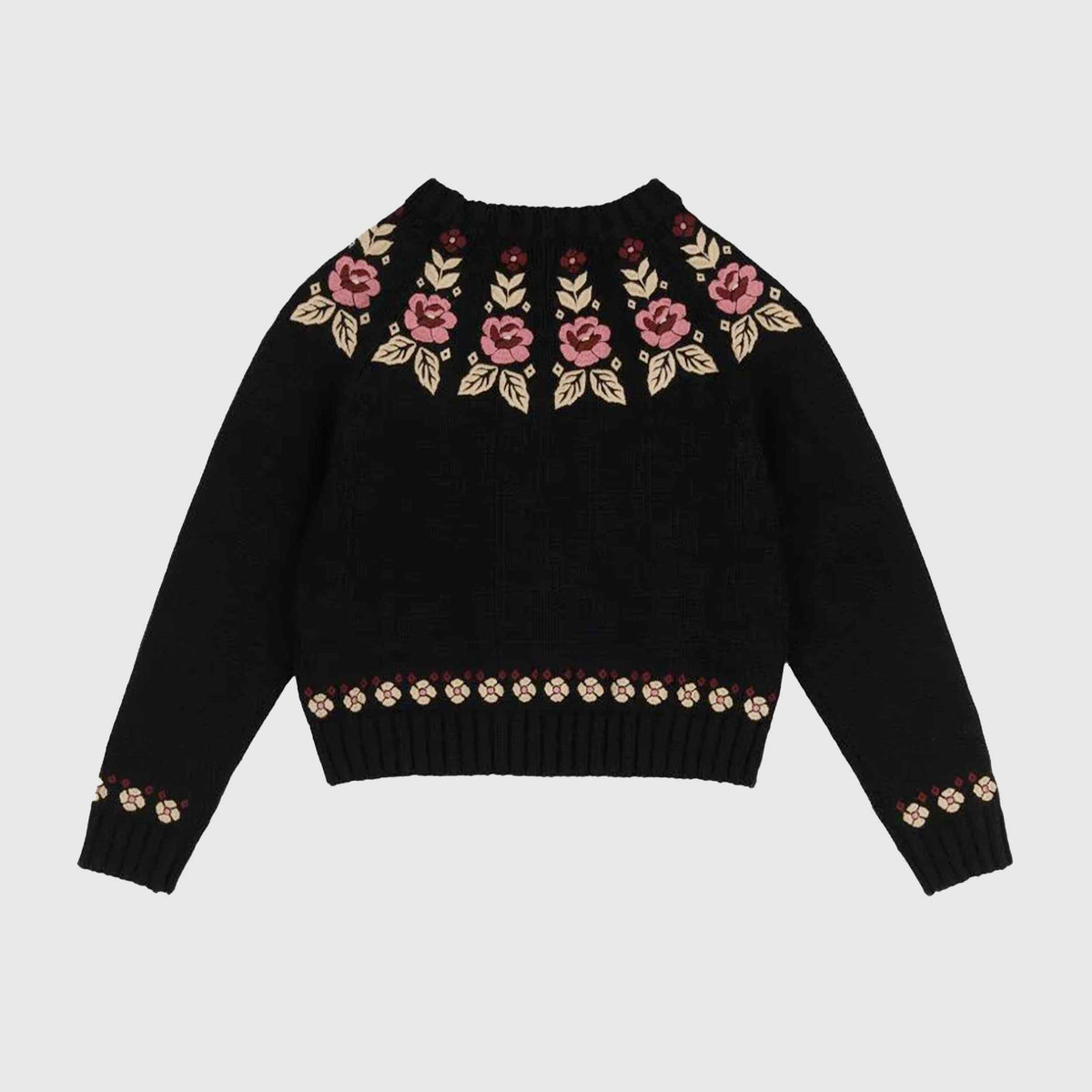 Maglione Nero con Ricamo Floreale per Ragazza CHLOE