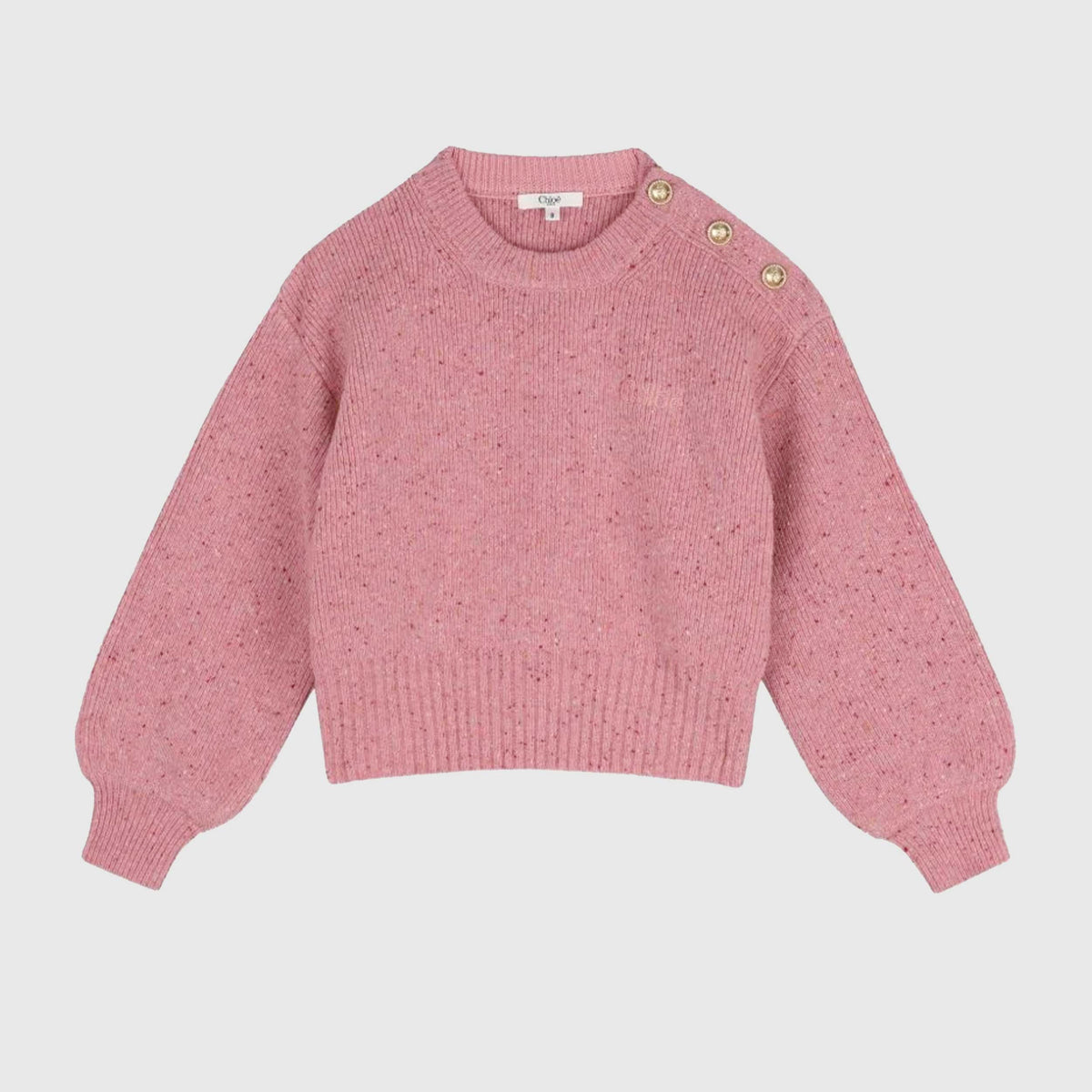 Maglione Rosa Melange con Bottoni per Ragazza CHLOE