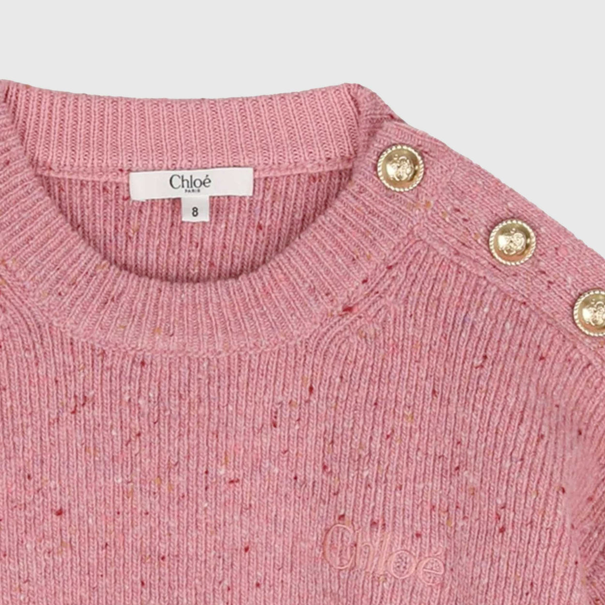 Maglione Rosa Melange con Bottoni per Ragazza CHLOE
