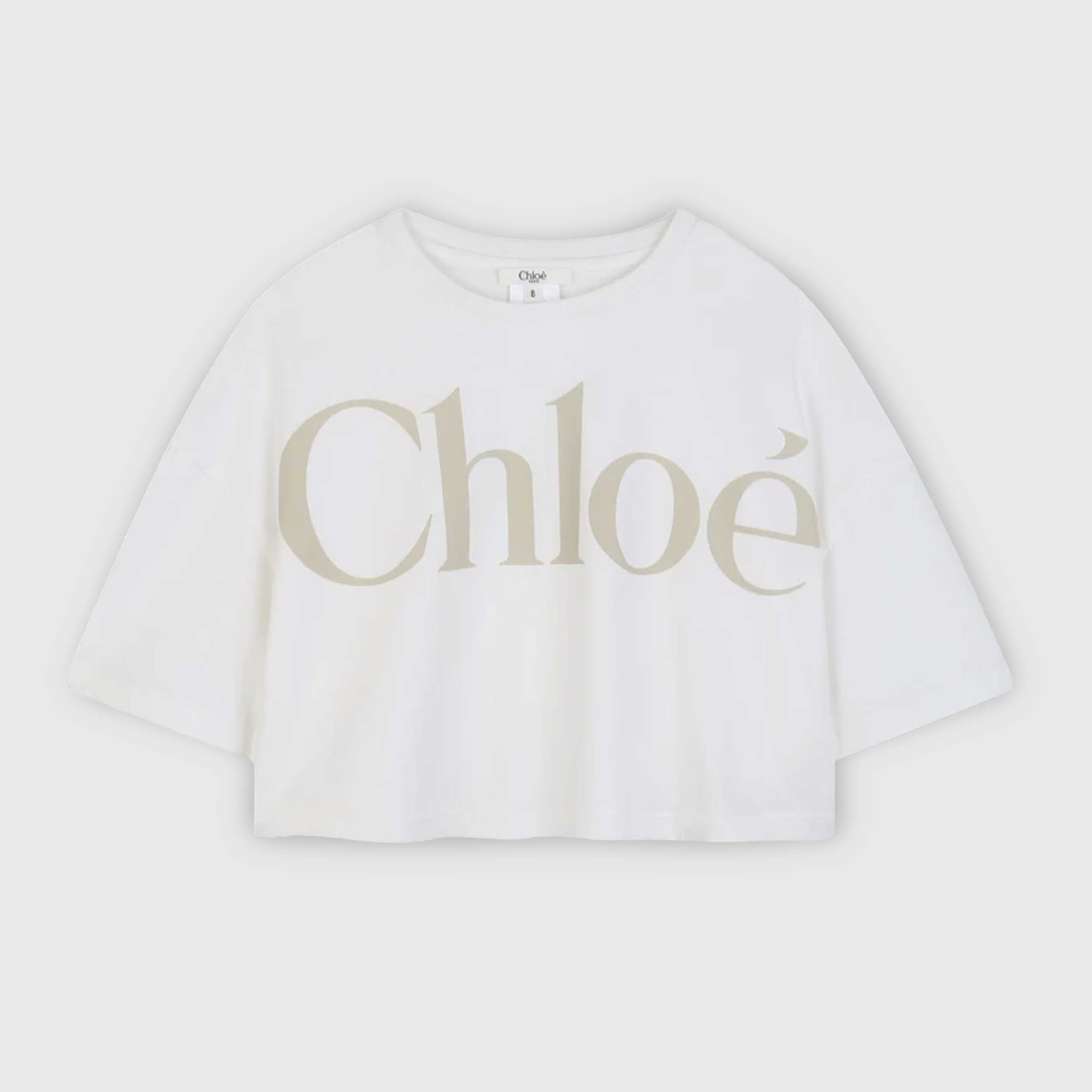 T-shirt Bianca Modello Corto e Largo Firmata CHLOE