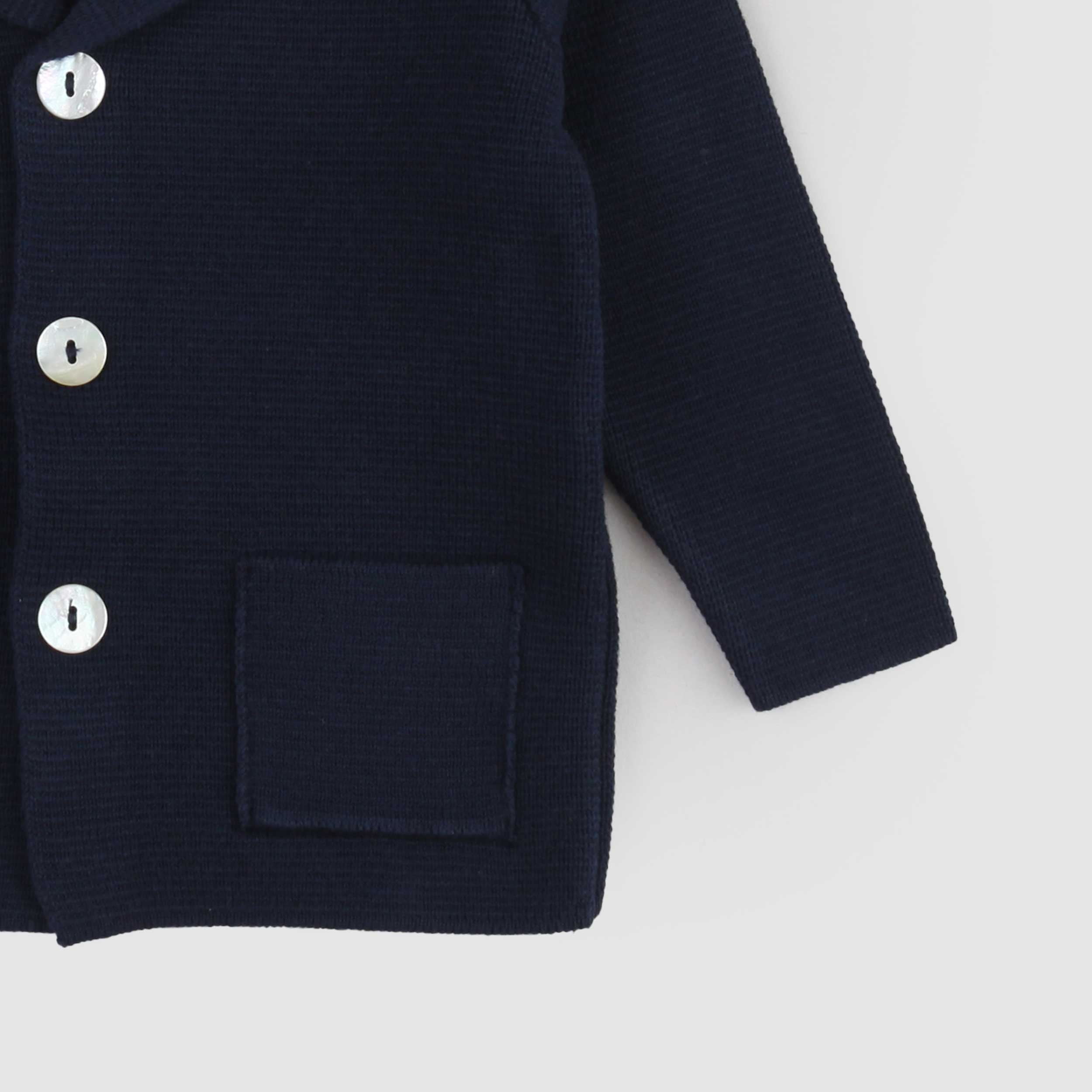 COCCODE Branded Blue Cardigan with Mother-of-Pearl Buttons