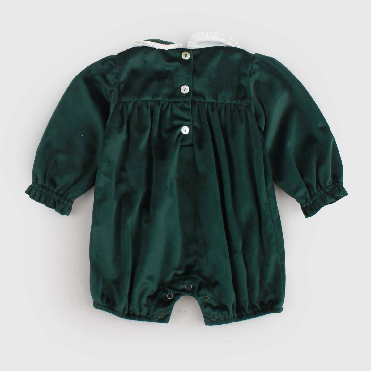 Pagliaccetto in Velluto Verde British per Neonati by COCCODE