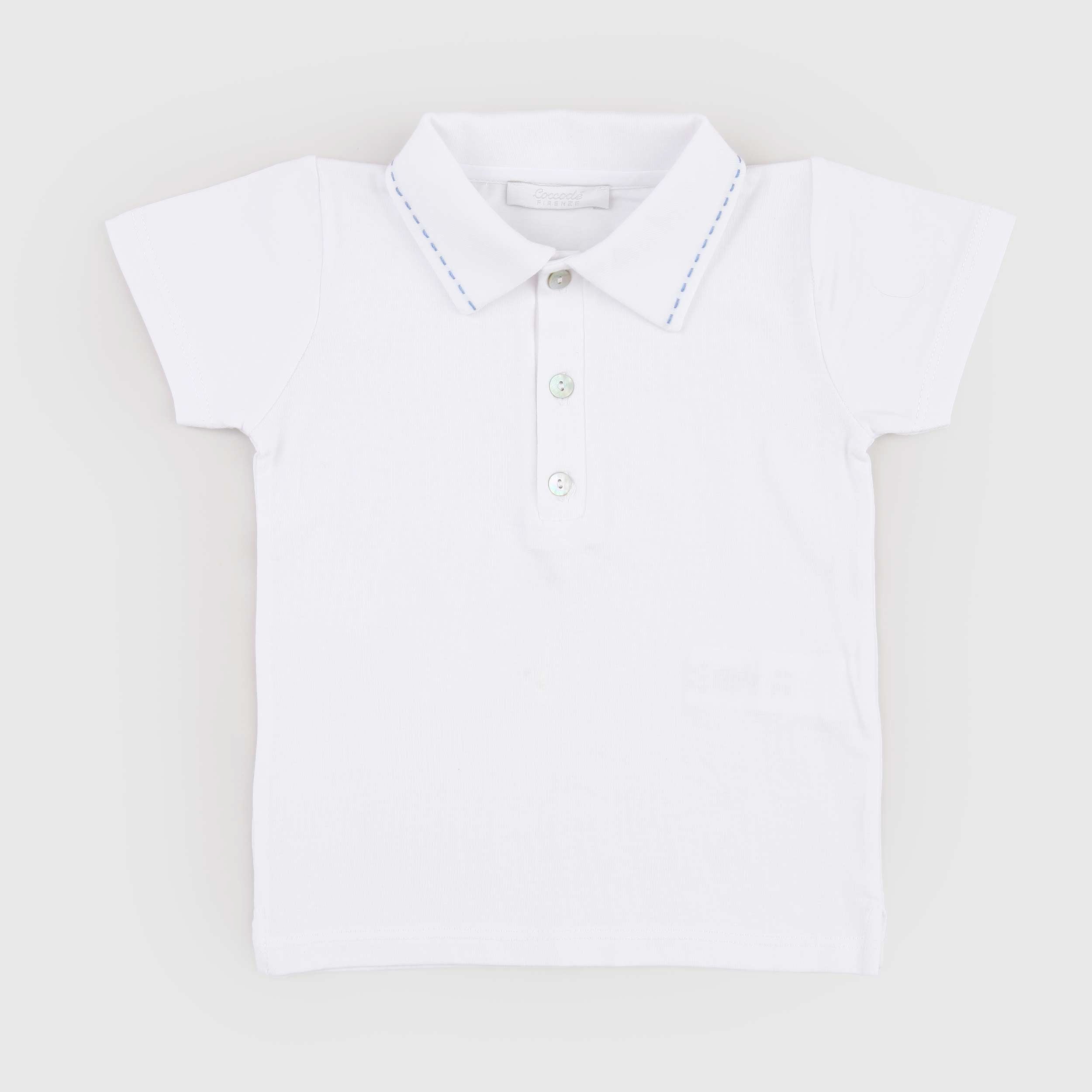 White Polo Shirt with Three Buttons by COCCODE