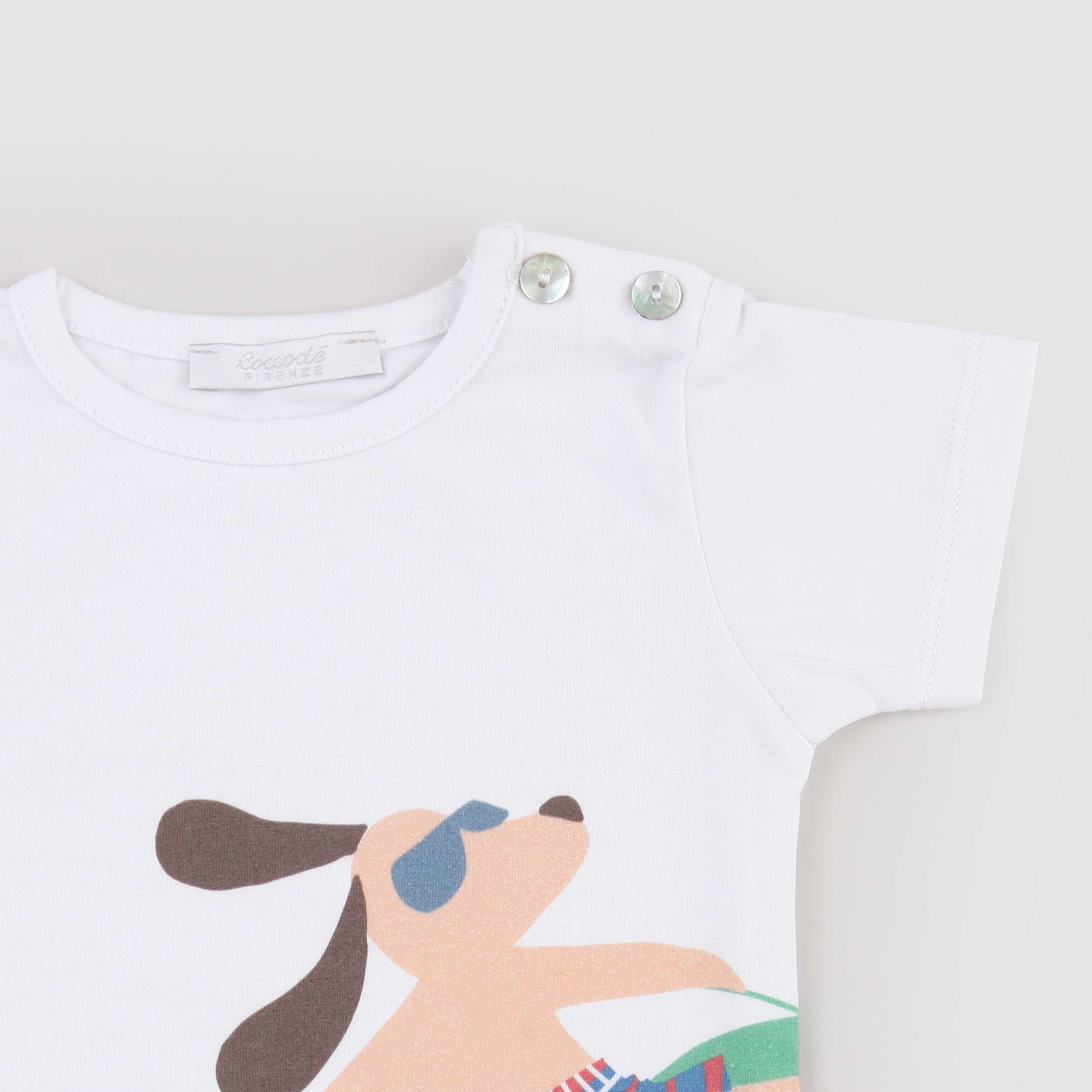 White T-shirt with shoulder opening by COCCODE