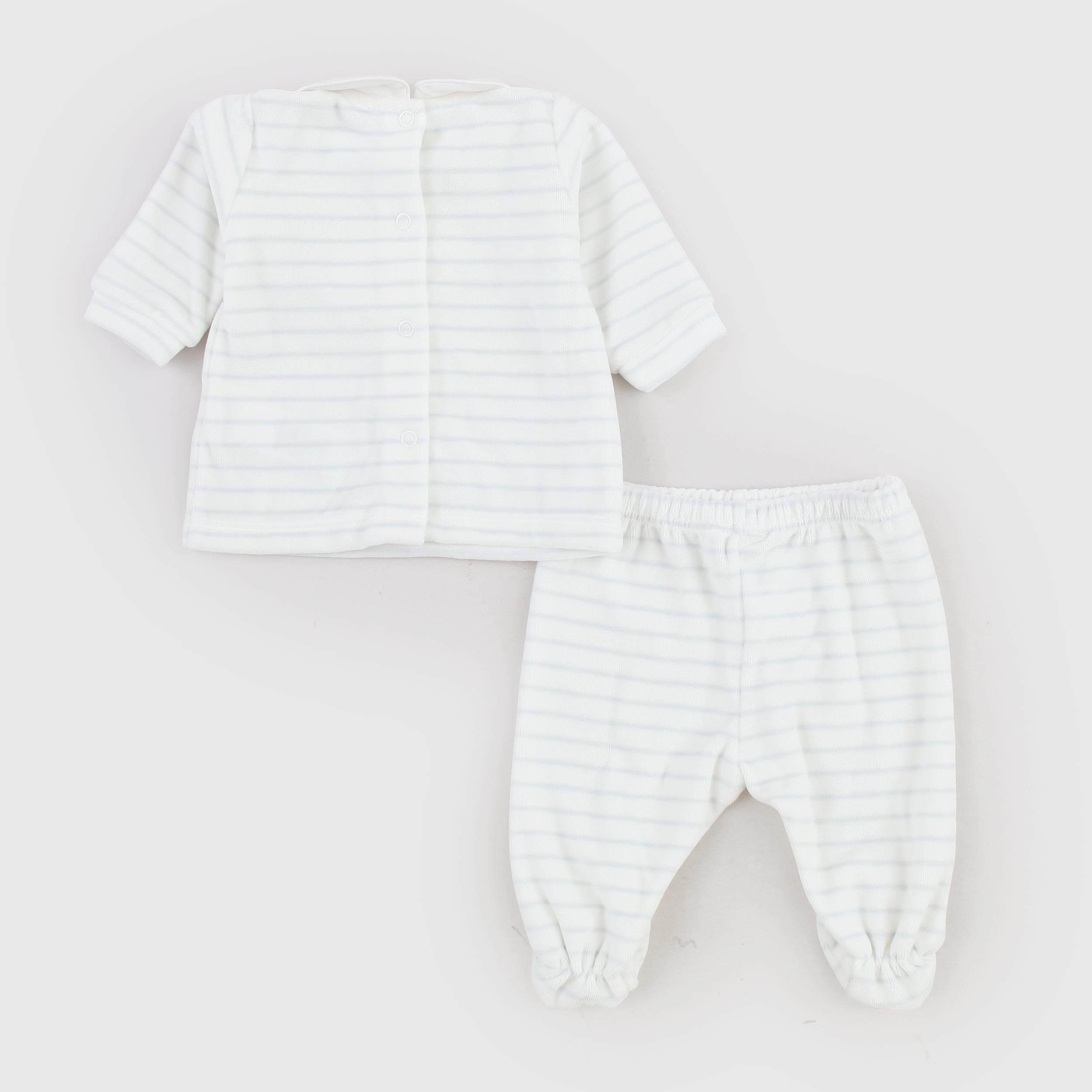 Two-Piece Milk and Light Blue Chenille Jumpsuit for Newborns by COCCODÈ