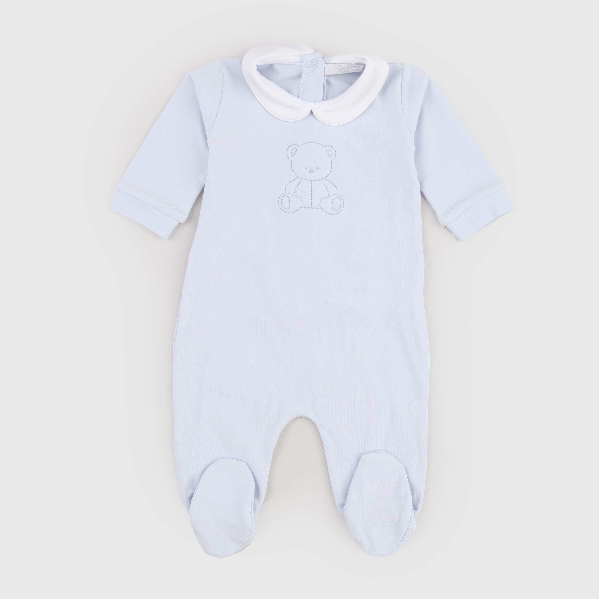 Tutina Celeste con Collo Tondo Bianco Firmata COCCODE