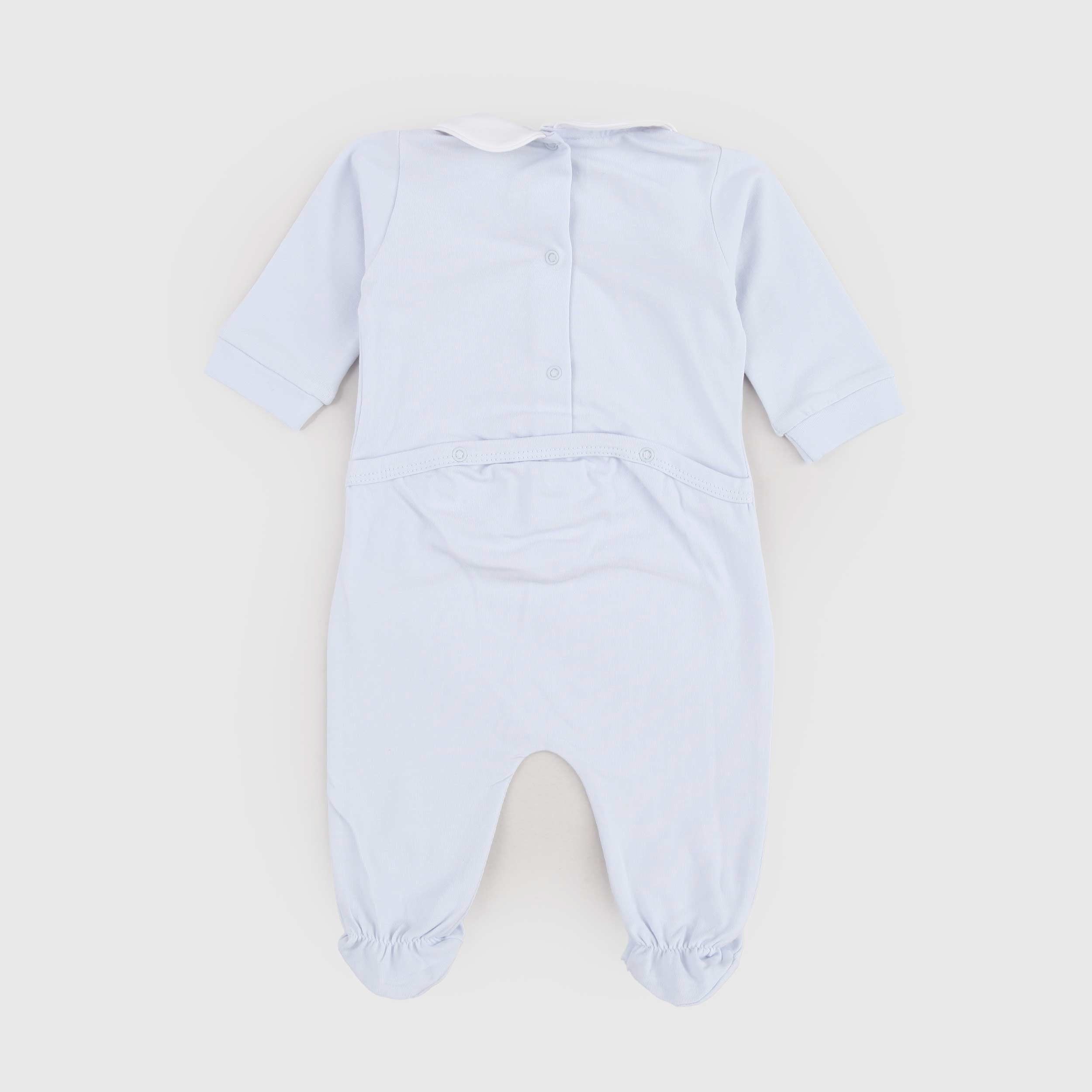 Tutina Celeste con Collo Tondo Bianco Firmata COCCODE