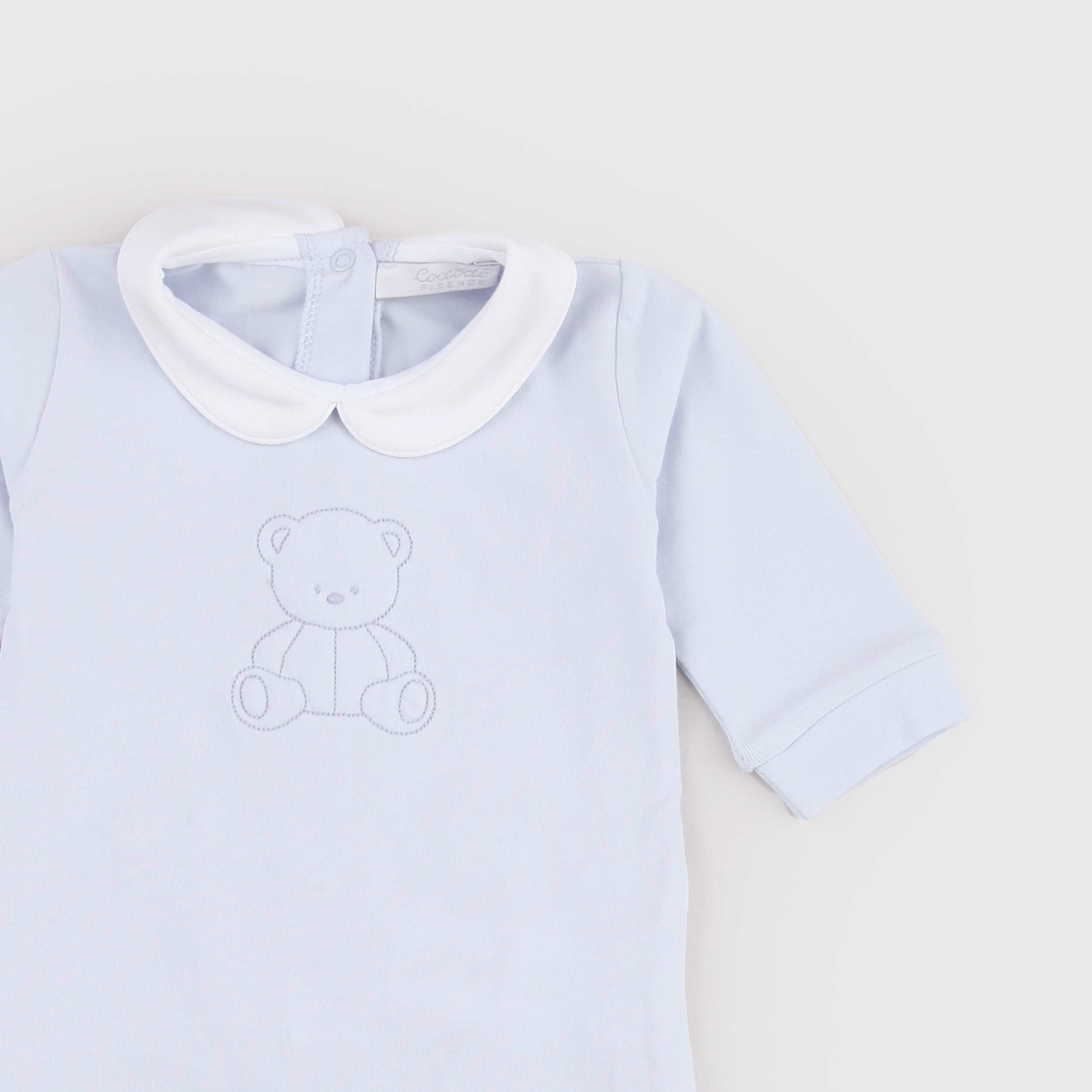 Tutina Celeste con Collo Tondo Bianco Firmata COCCODE