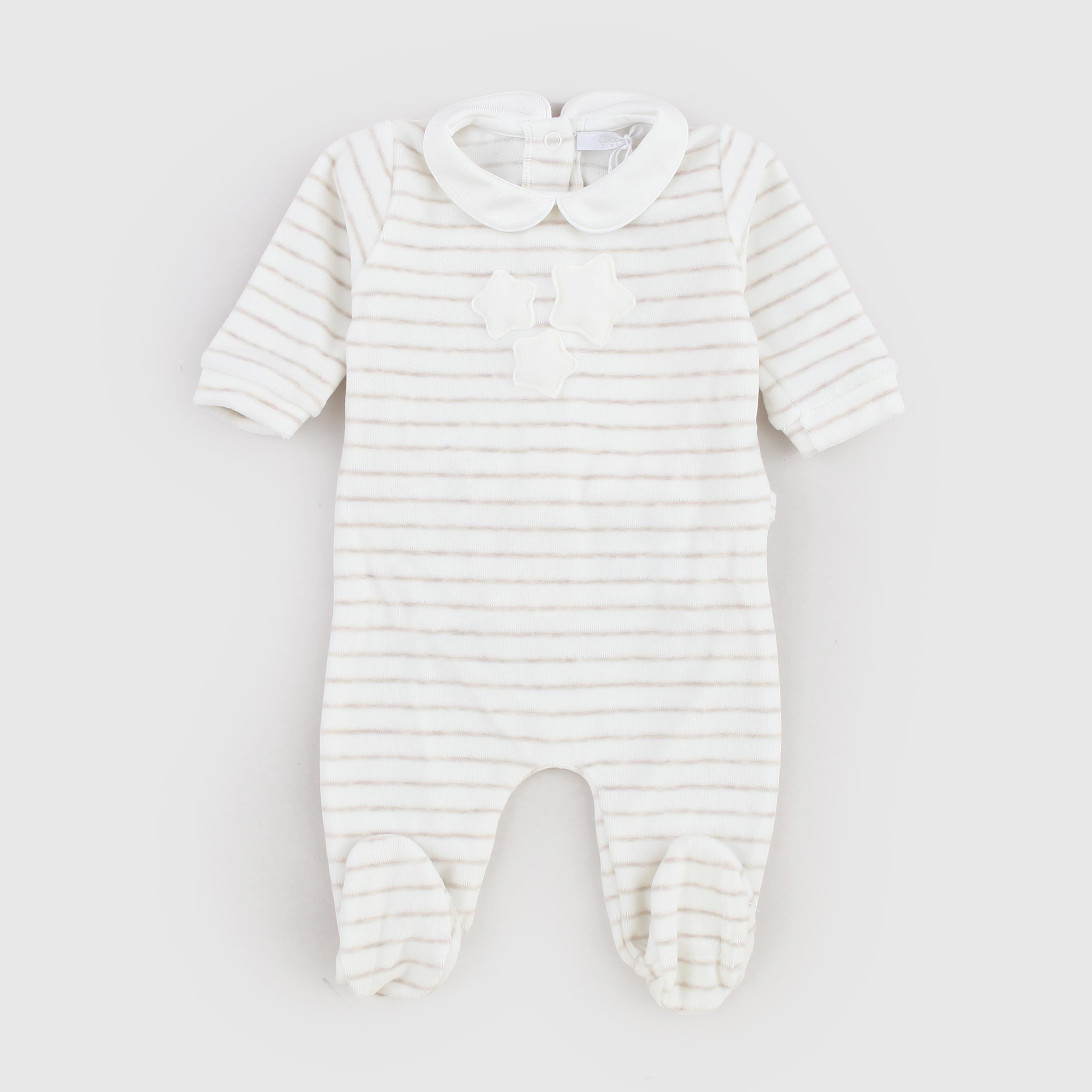 Milk and Hazelnut Chenille Suit for Newborn by COCCODE