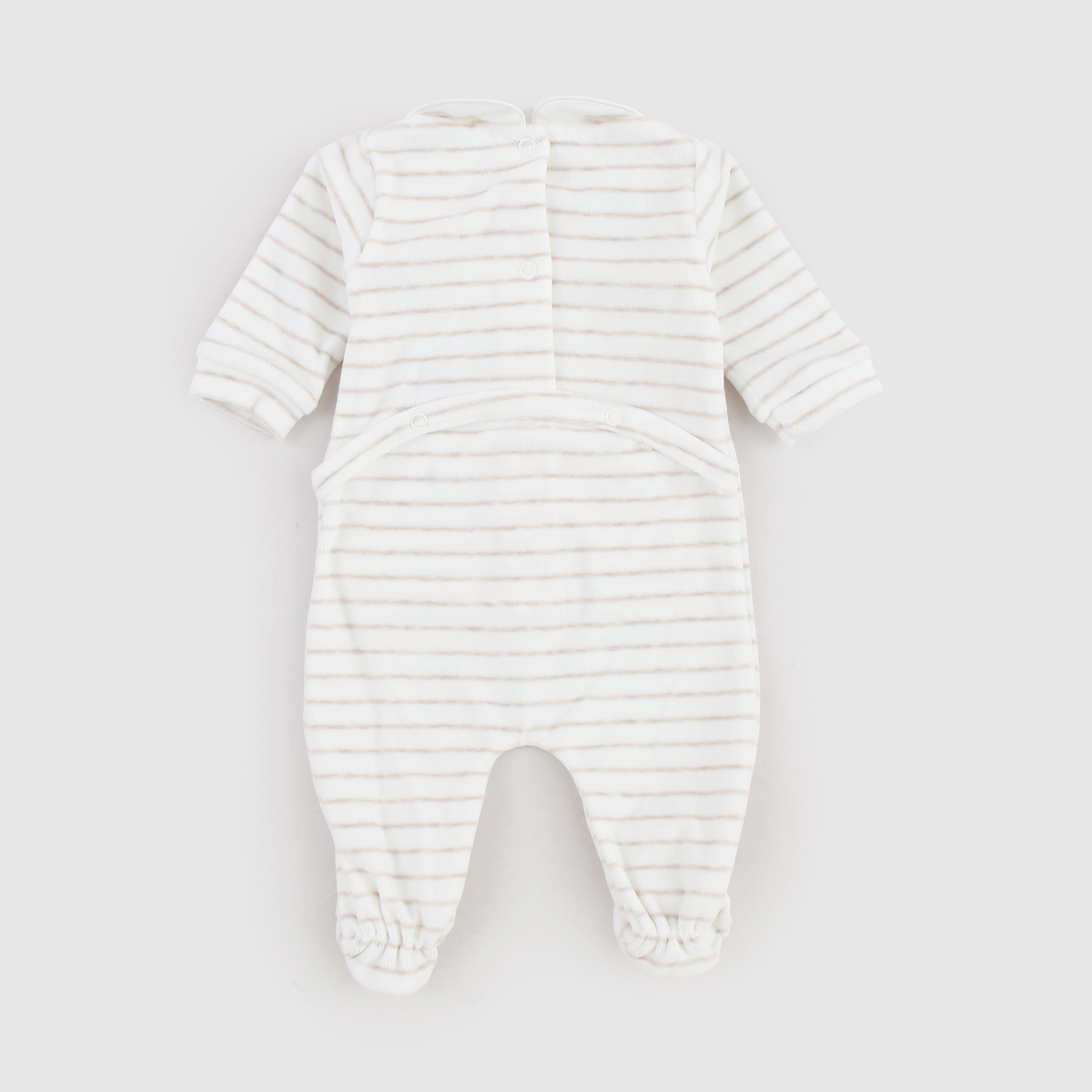 Milk and Hazelnut Chenille Suit for Newborn by COCCODE