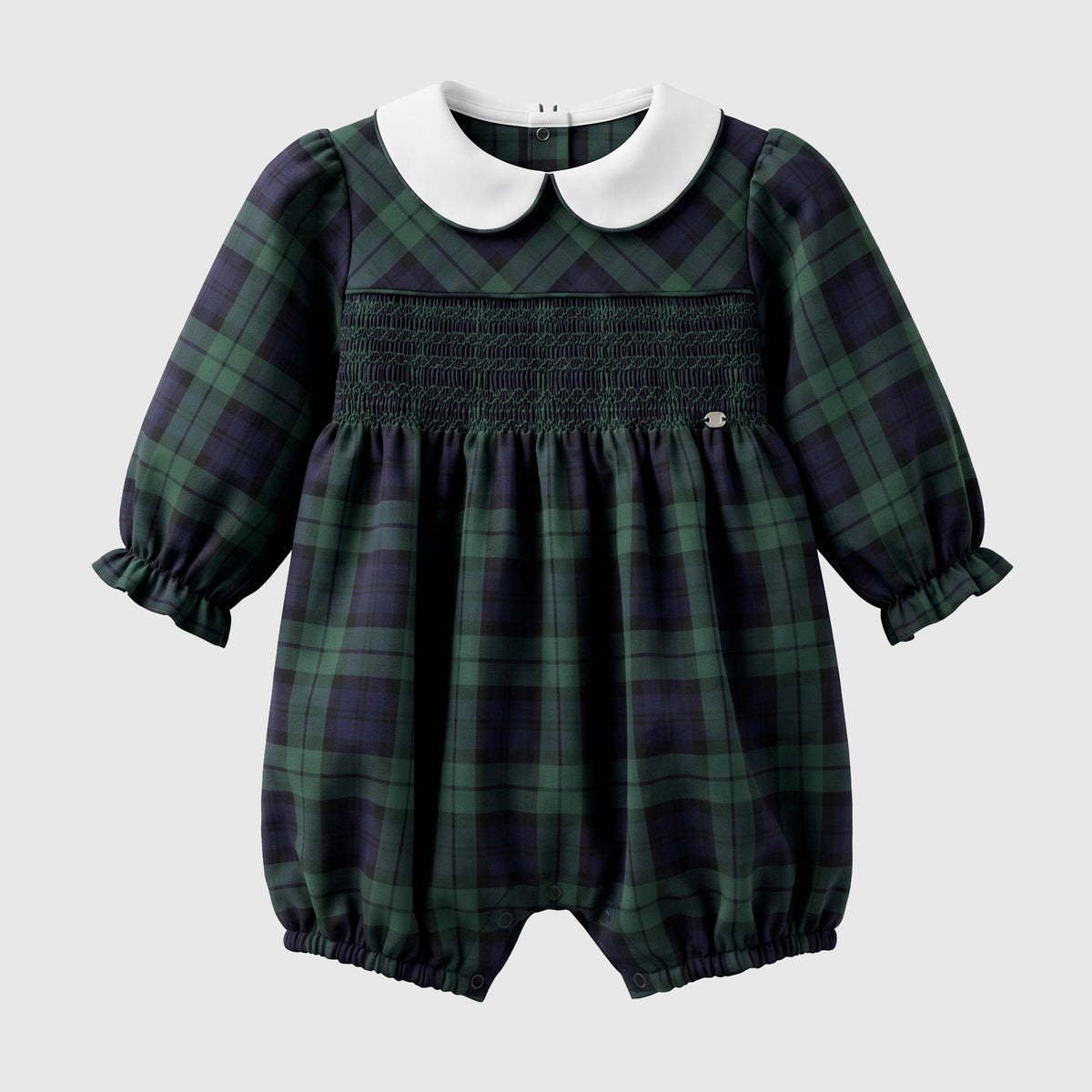 Green and Blue Tartan Smock Dot Jumpsuit for COCCODE Baby