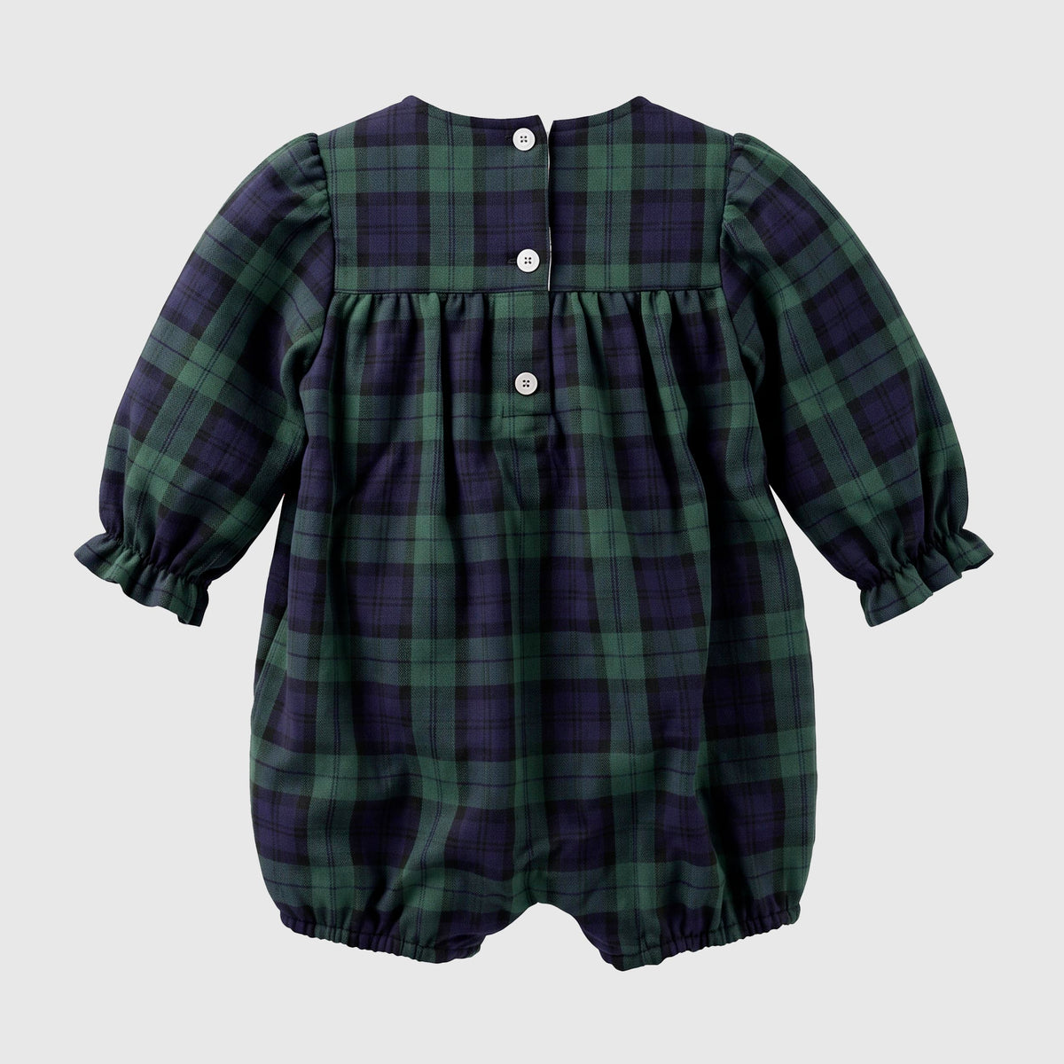 Green and Blue Tartan Smock Dot Jumpsuit for COCCODE Baby