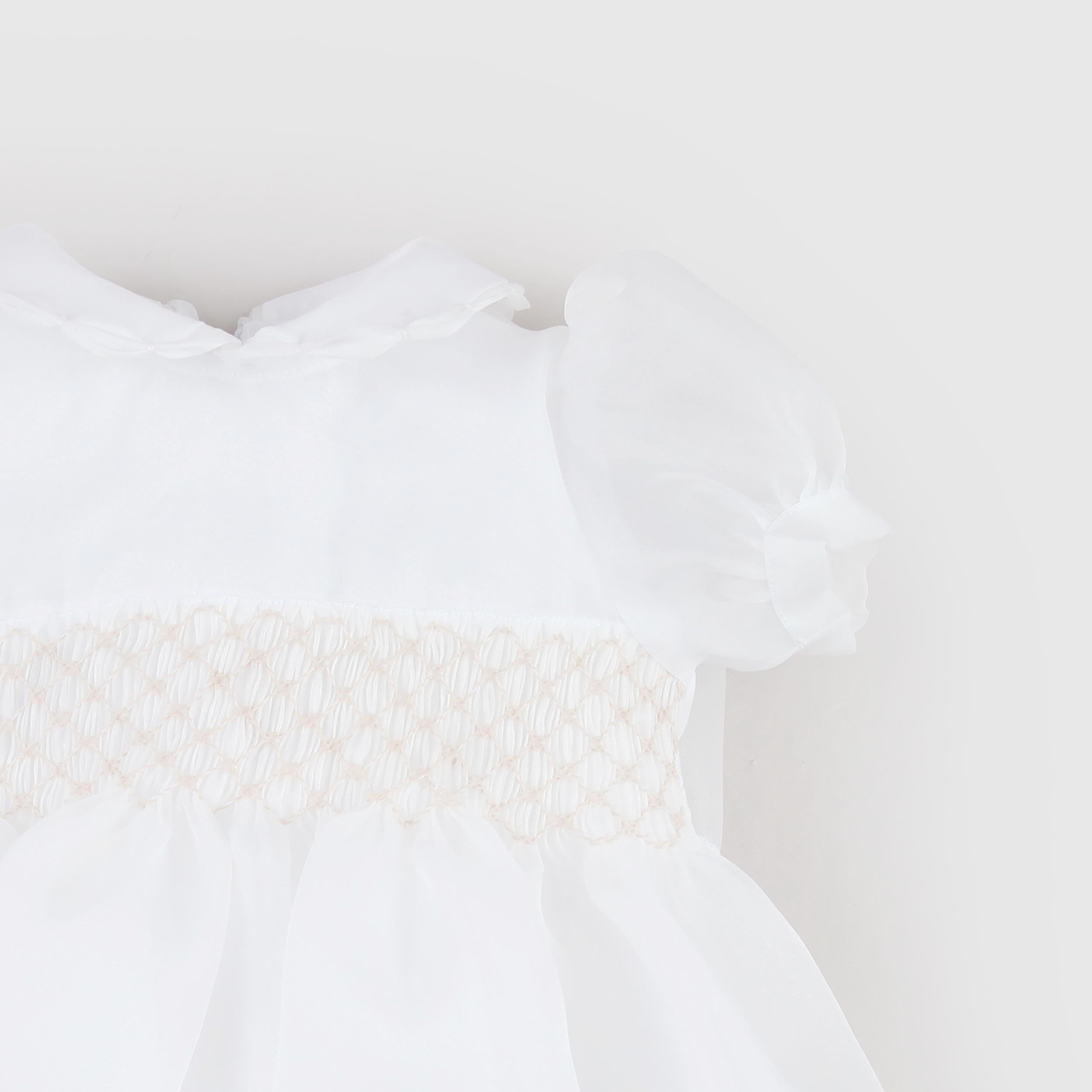 White Dress with Puffy Sleeves by COLIBRI