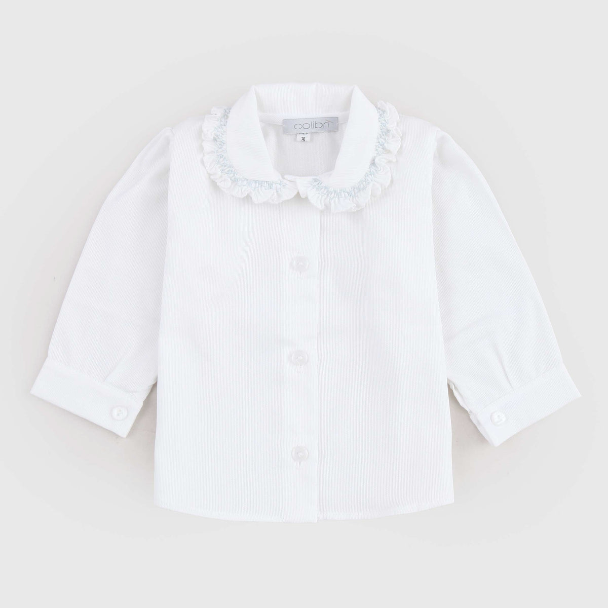 White Cotton Shirt with Embroidered Collar for Colibri Baby