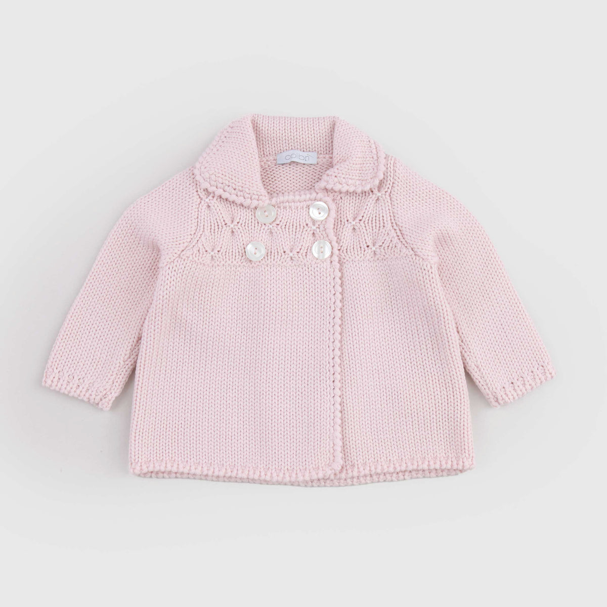 Cappottino Rosa in Pura Lana Doppio Petto per Neonata COLIBRI