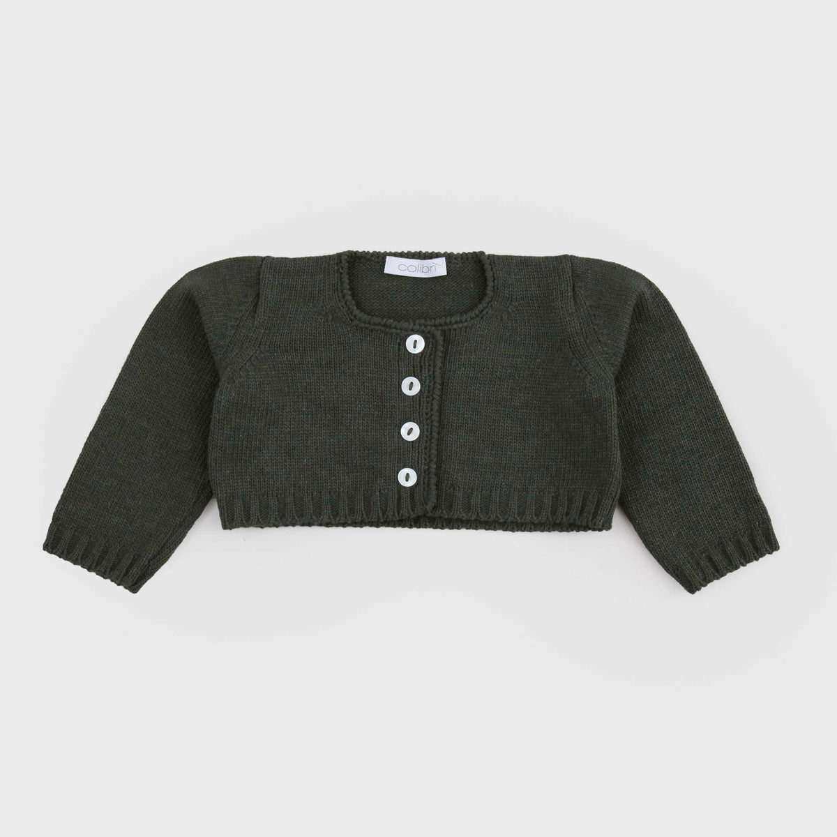 Cardigan Verde in Pura Lana con Bottoni per Neonata COLIBRI