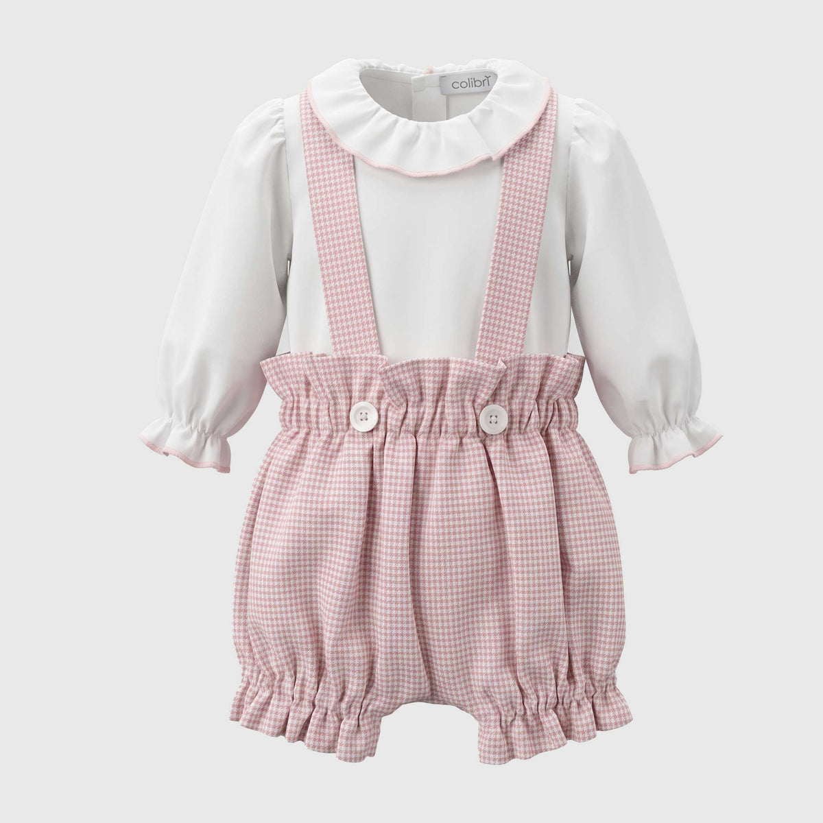 Pantaloncini Modello Salopette Rosa a Quadri per Neonata COLIBRI