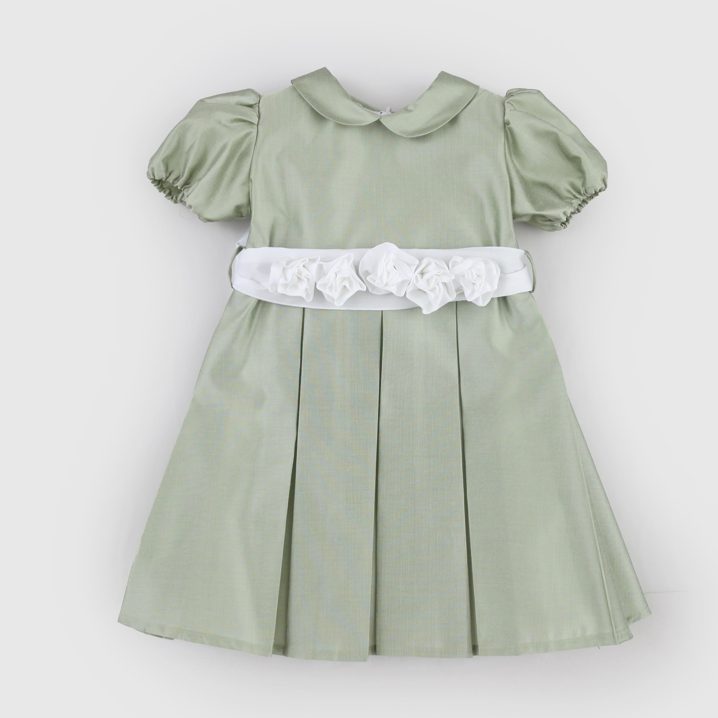 Abito Verde Salvia con Maniche a Palloncino Firmato COLIBRI