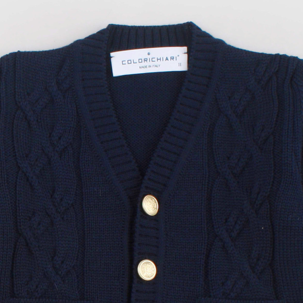 Blue Cardigan with Braid Processing for Newborn COLORICHIARI