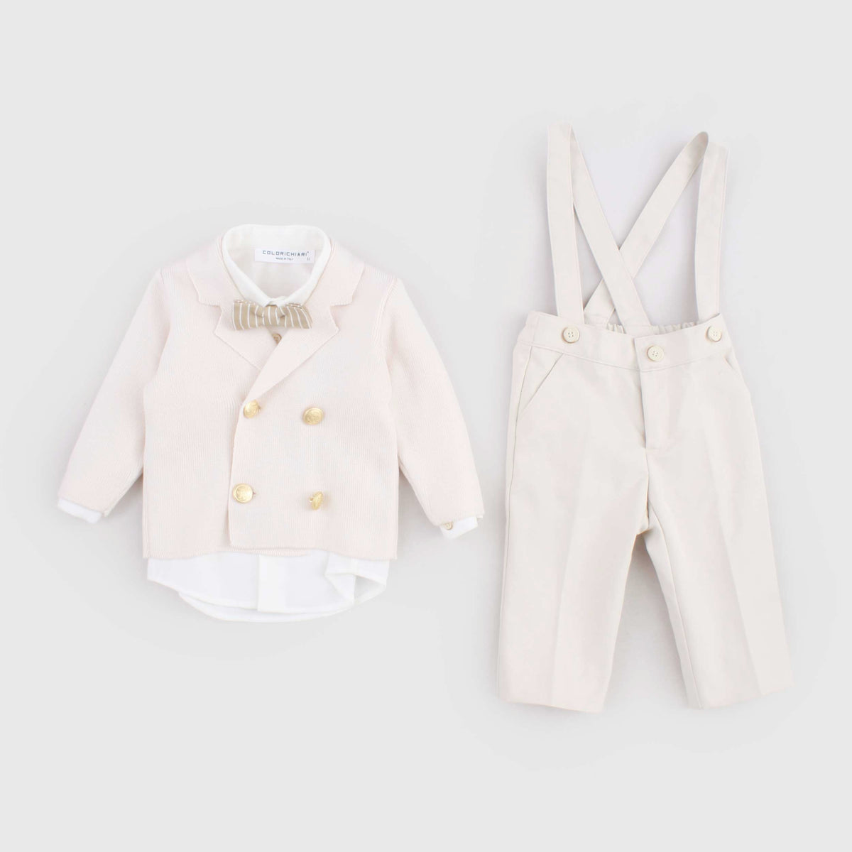 Completo da Cerimonia e Battesimo Beige per Neonato COLORICHIARI