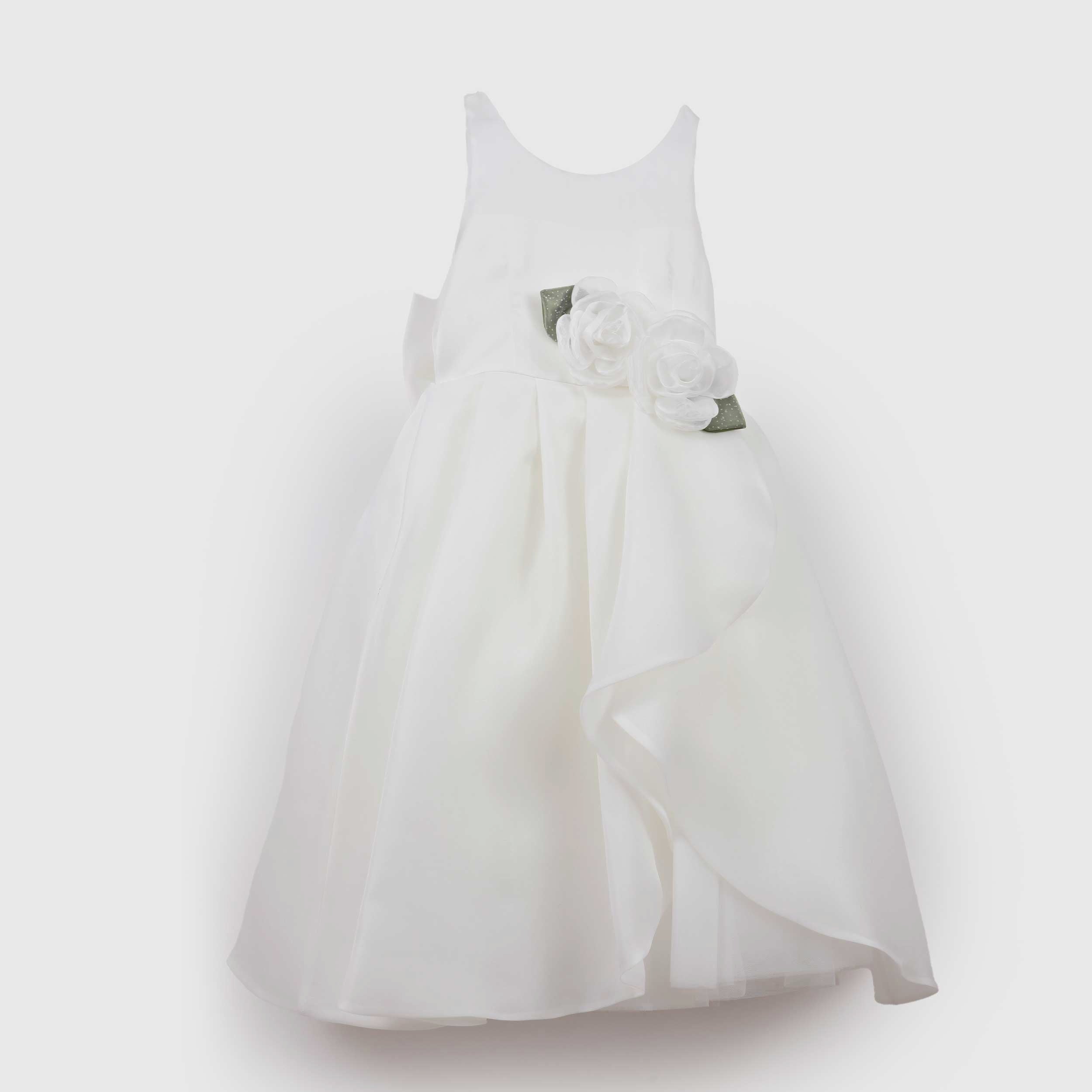 White Dress with Rose Applique by COLORICHIARI