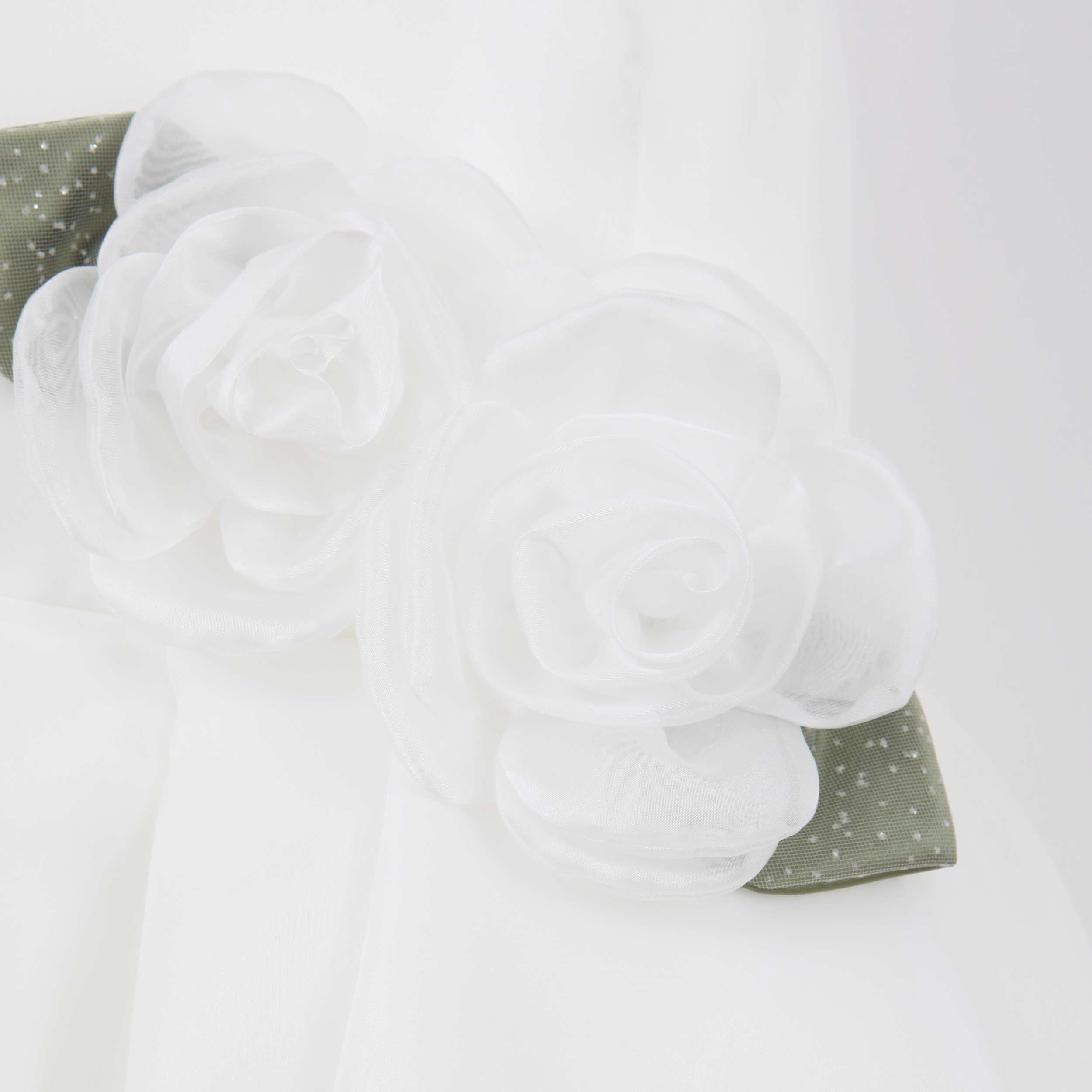 White Dress with Rose Applique by COLORICHIARI