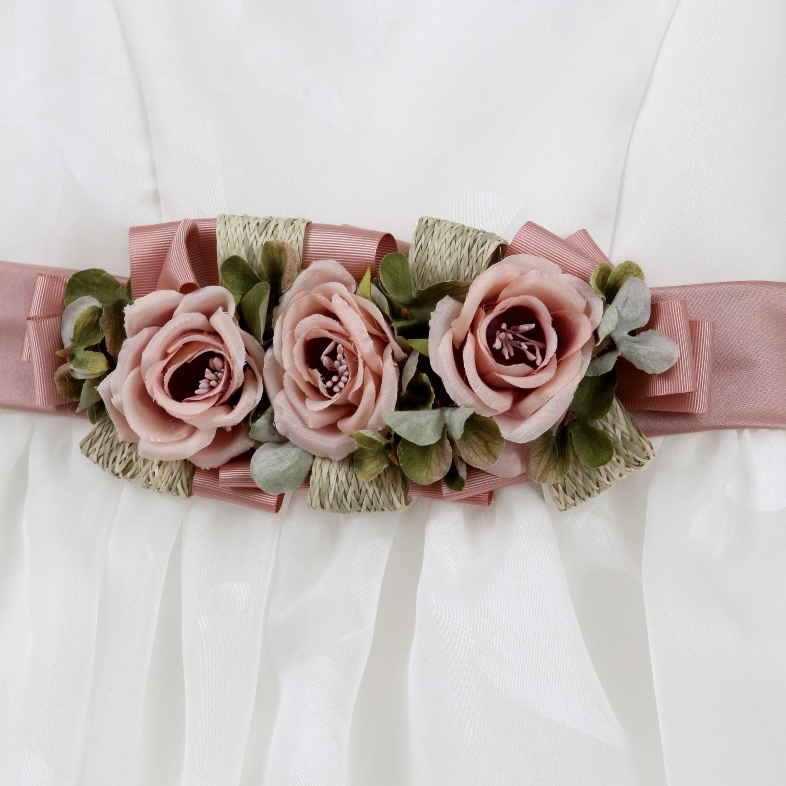 White Communion Dress with Satin Fabric by COLORICHIARI