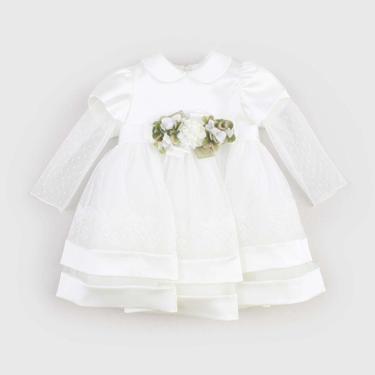 White Ceremony and Baptism Dress with Flounces for Newborn COLORICHIARI