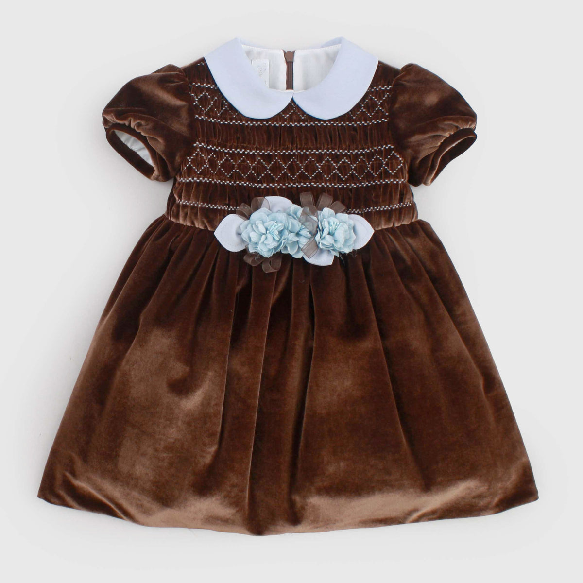Brown Velvet Ceremony and Baptism Dress for Baby Color Clear