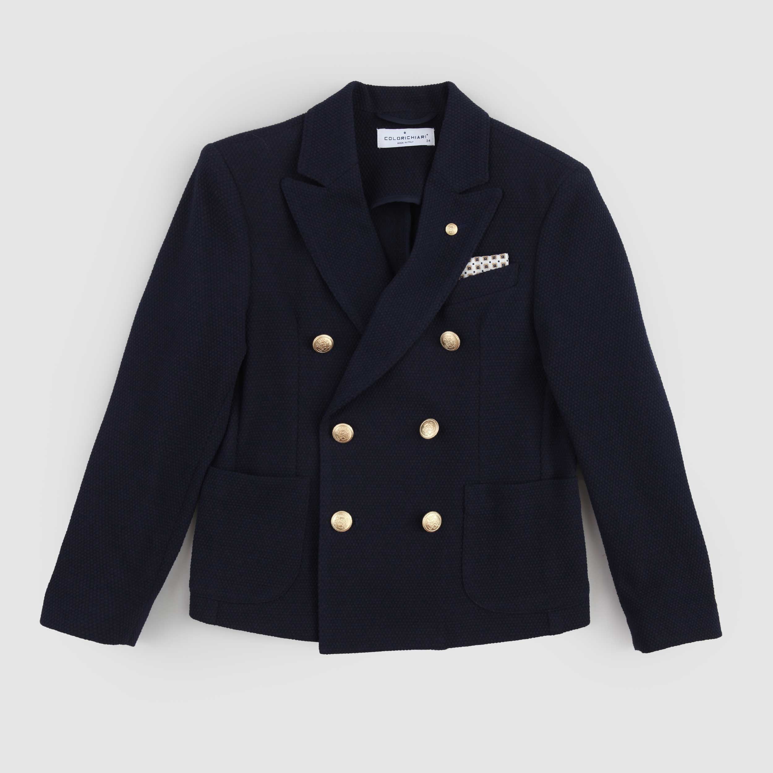 Giacca con Tessuto Punto Milano Blu Firmata COLORICHIARI