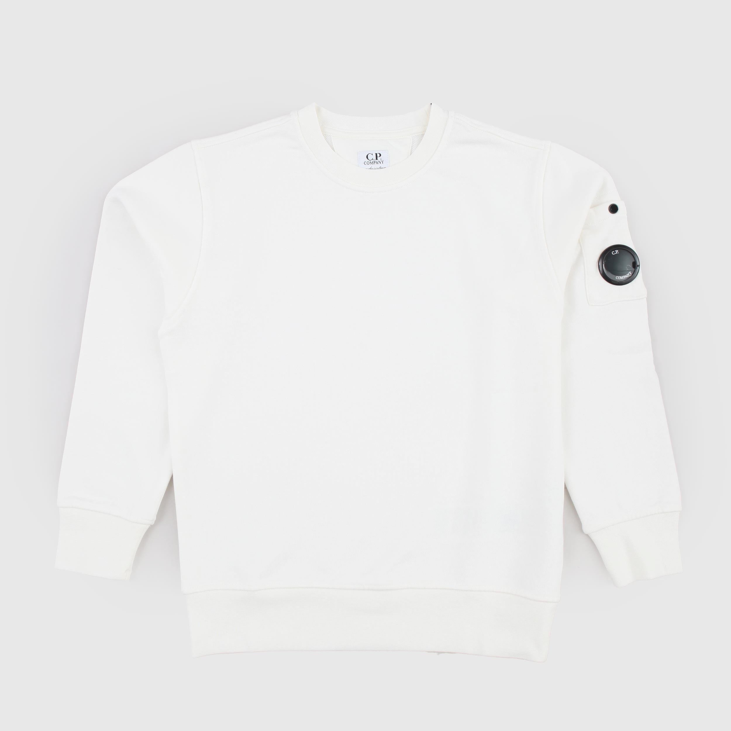 White Sweatshirt with Patch Pockets by CP COMPANY