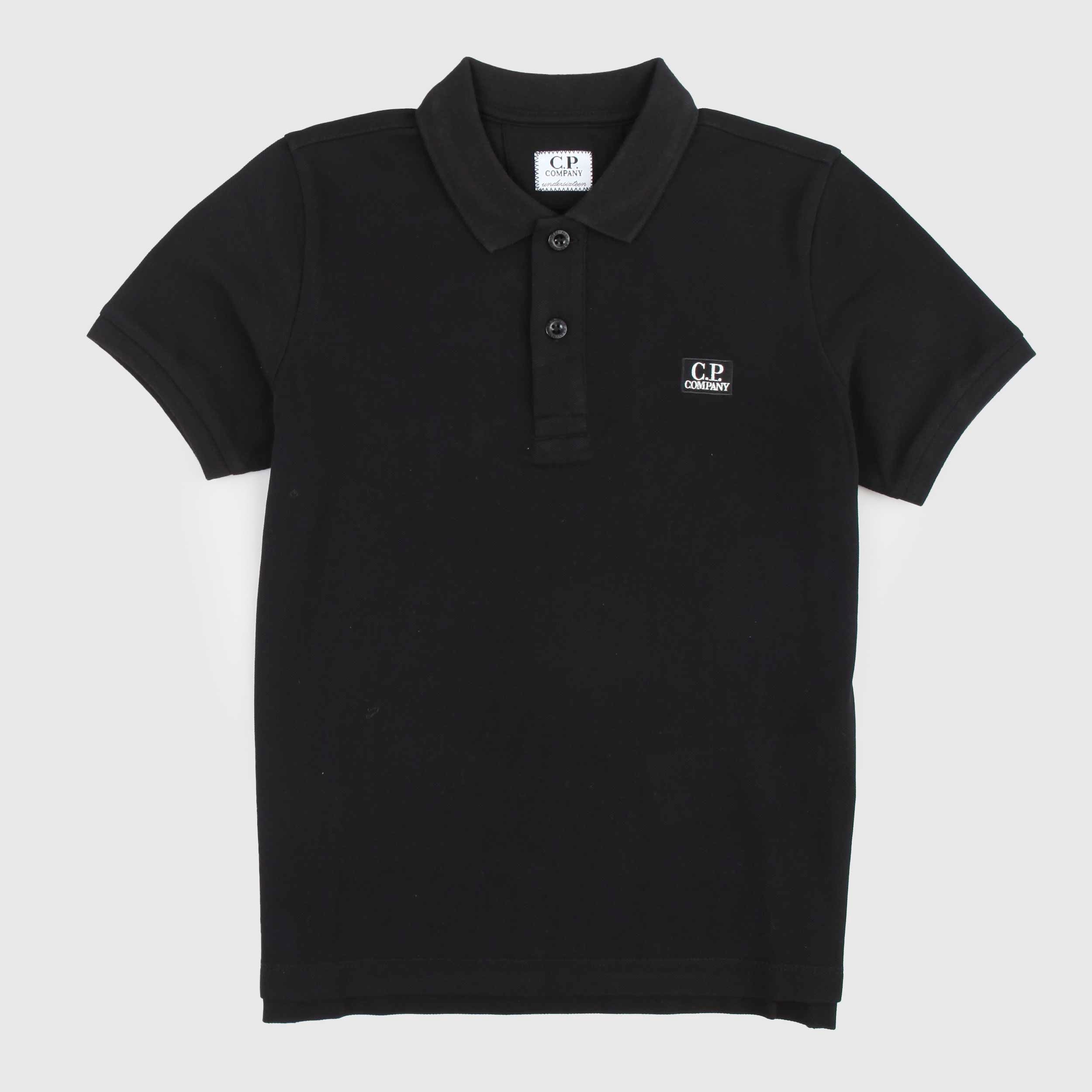 Polo Nera con Targhetta Iconica Firmata CP COMPANY