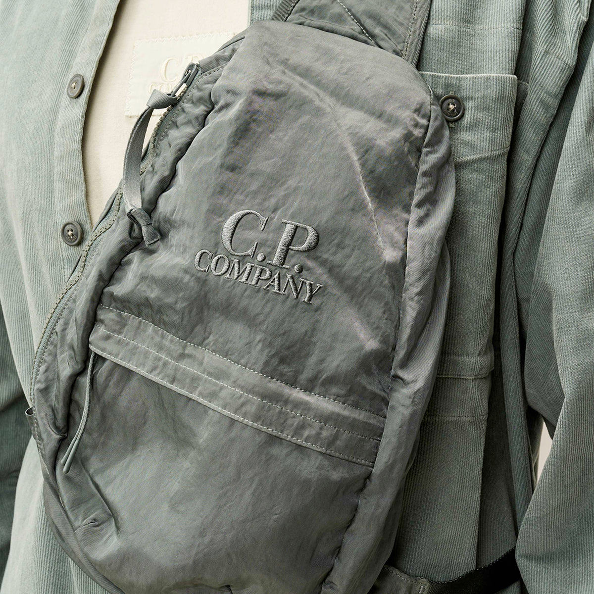 CP COMPANY Grey Nylon Crossbody Bag with Lens for Boys