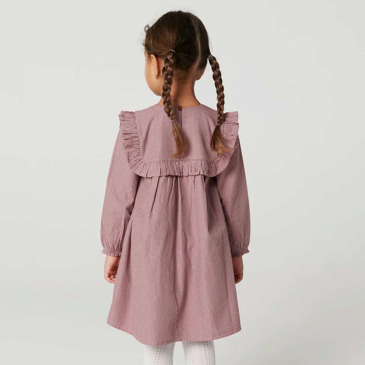 Pink Check Dress with Embroidery for Girl by COPENHAGEN COLORS