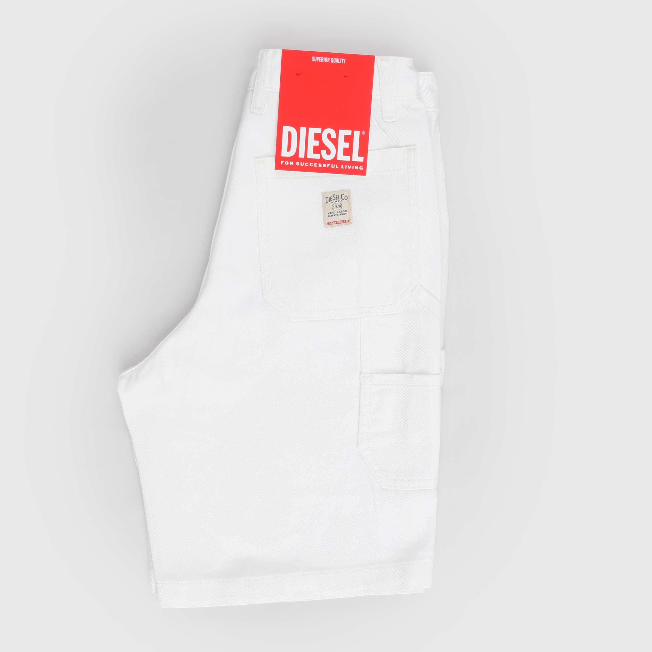 Bermuda In Tessuto Jeans Bianco Firmato DIESEL
