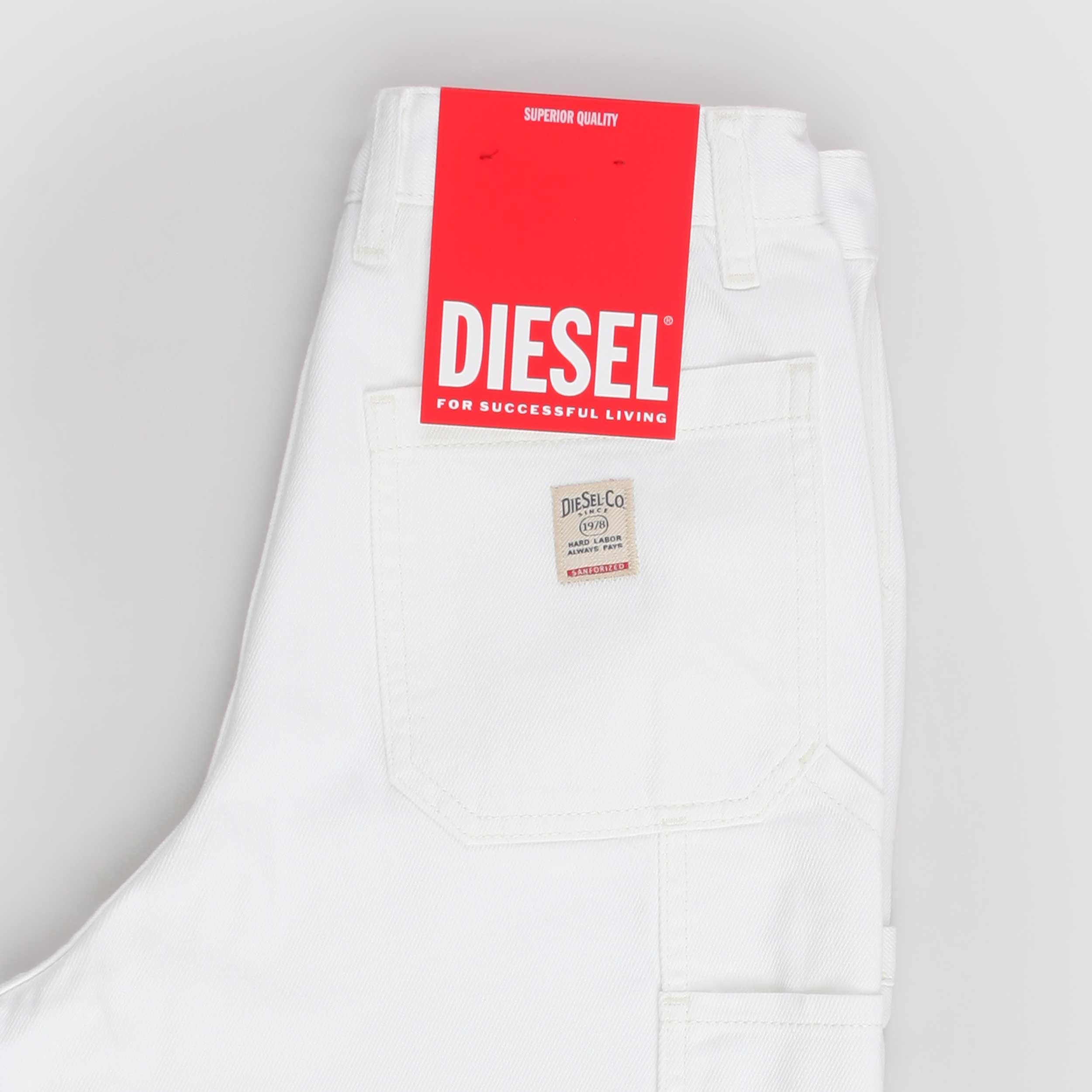 Bermuda In Tessuto Jeans Bianco Firmato DIESEL