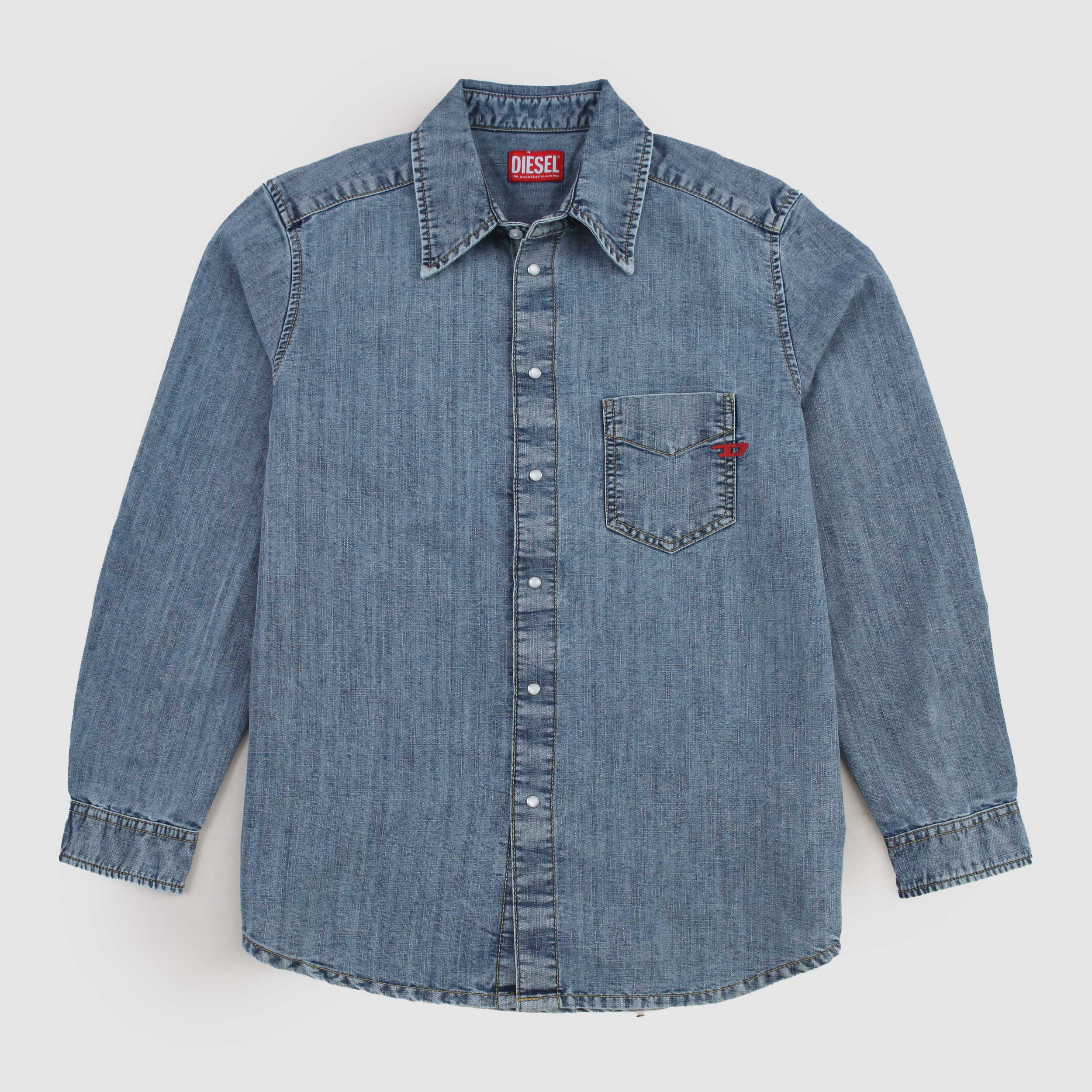 Camicia in Jeans Chiaro a Manica Lunga per Ragazza by DIESEL