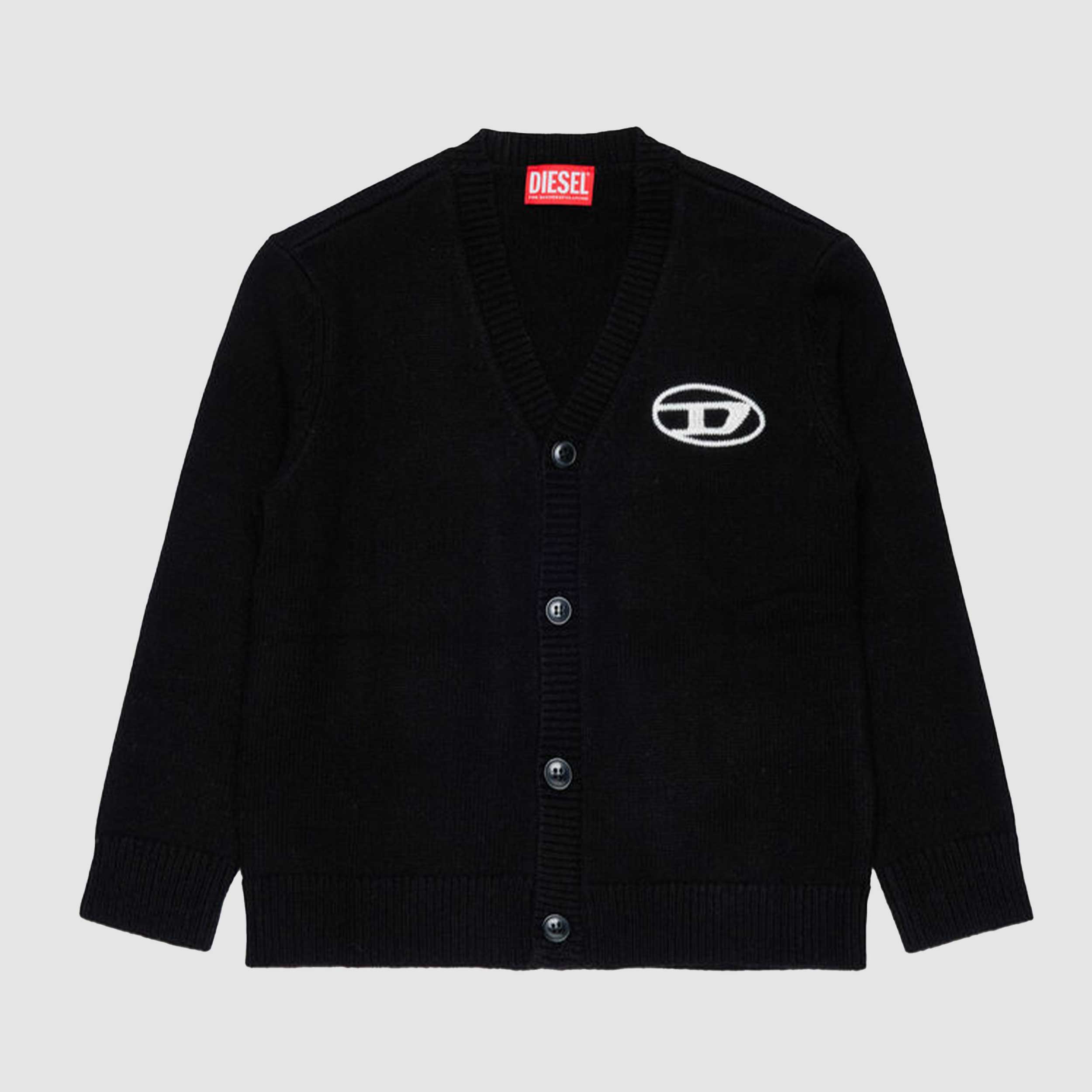 Black Cardigan and Embroidered Logo for Girl by DIESEL