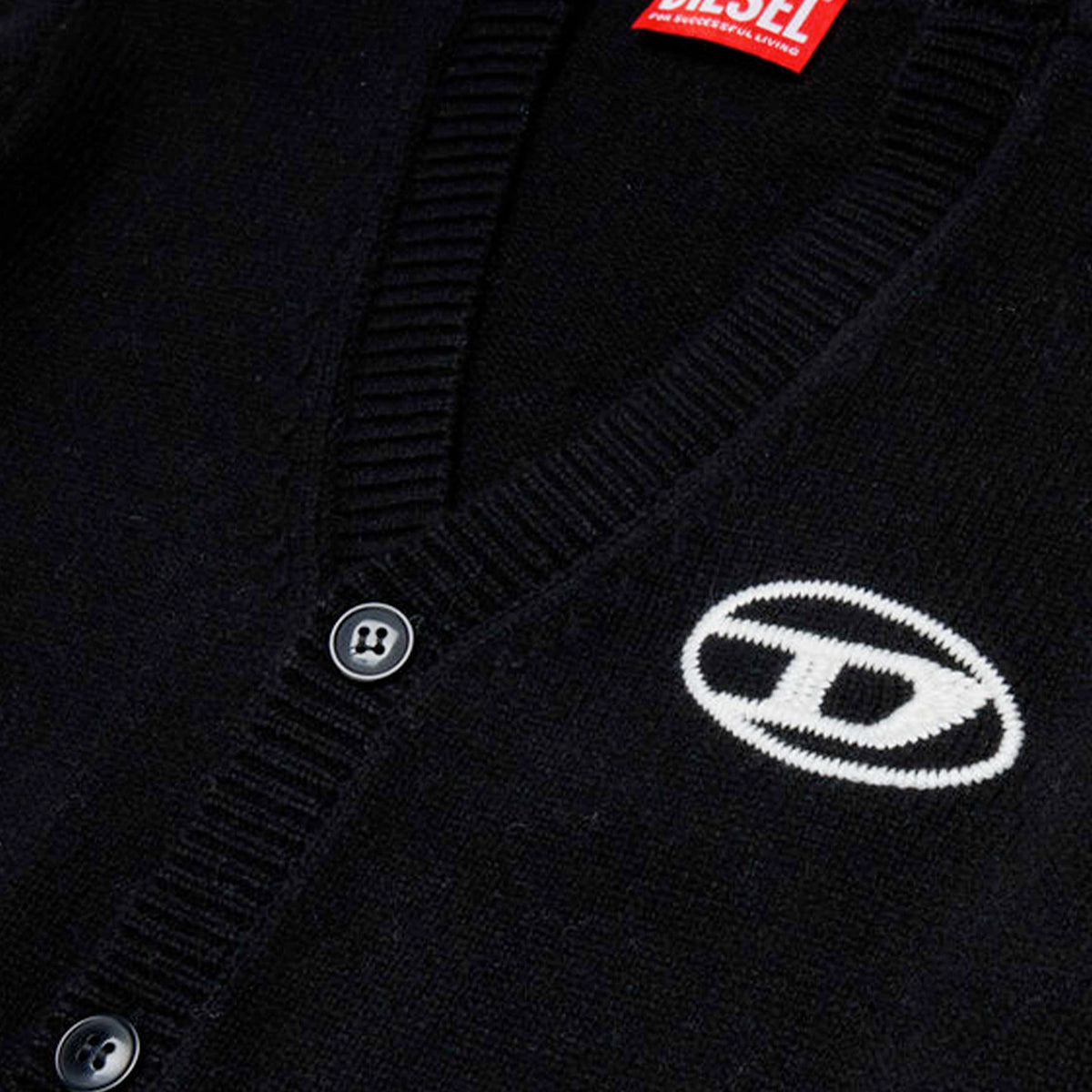 Black Cardigan and Embroidered Logo for Girl by DIESEL