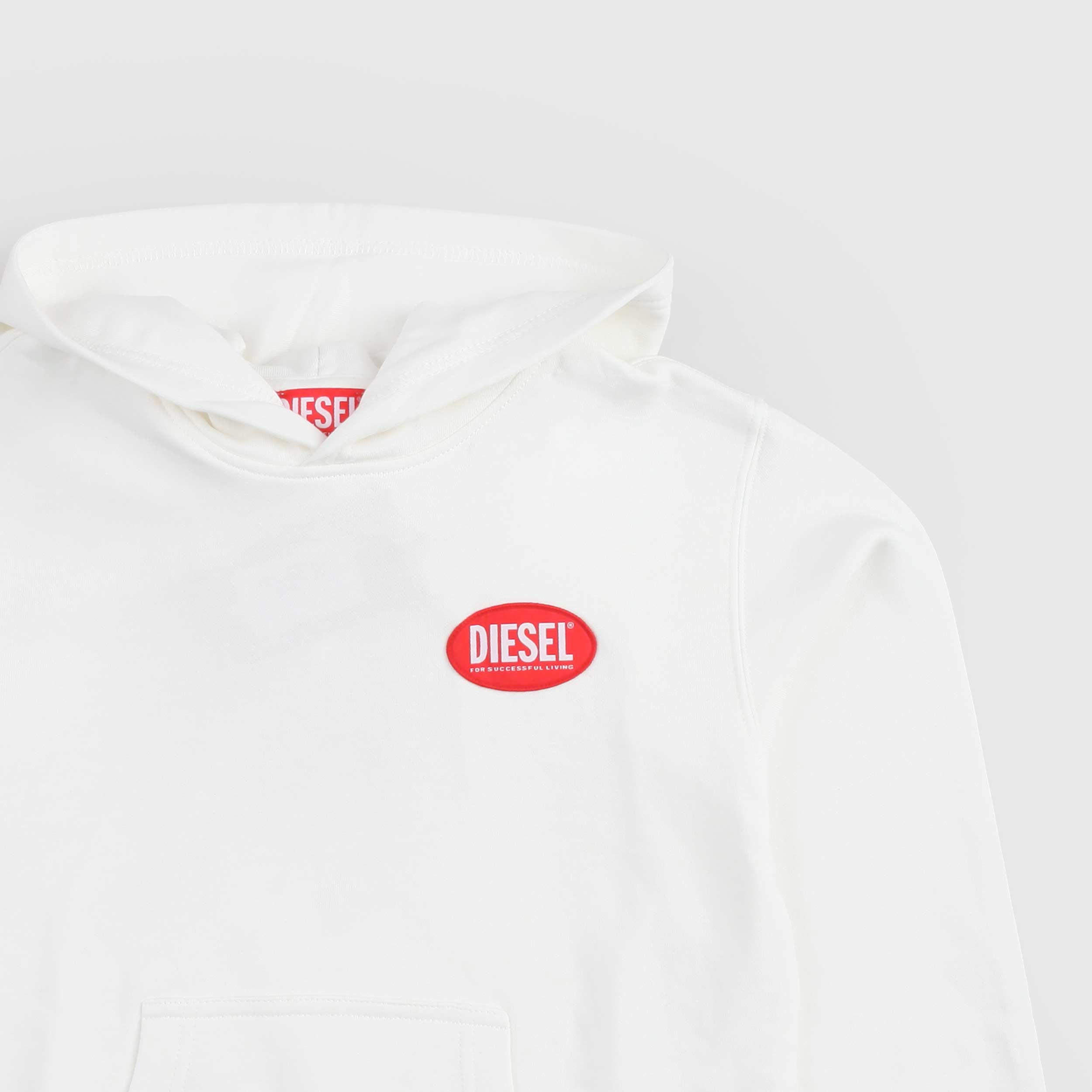 Felpa Bianca Con Cappuccio E Logo Firmata DIESEL