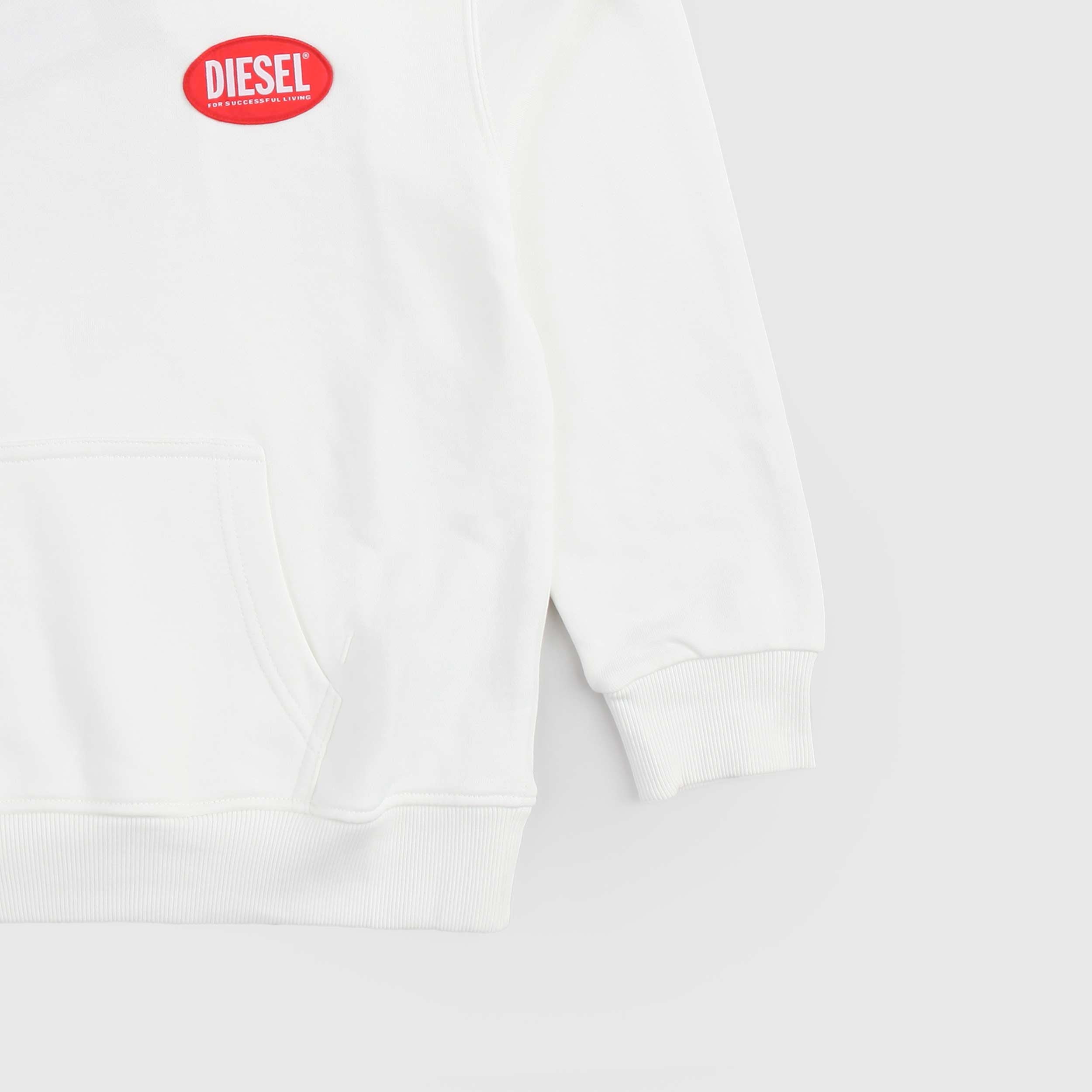 Felpa Bianca Con Cappuccio E Logo Firmata DIESEL