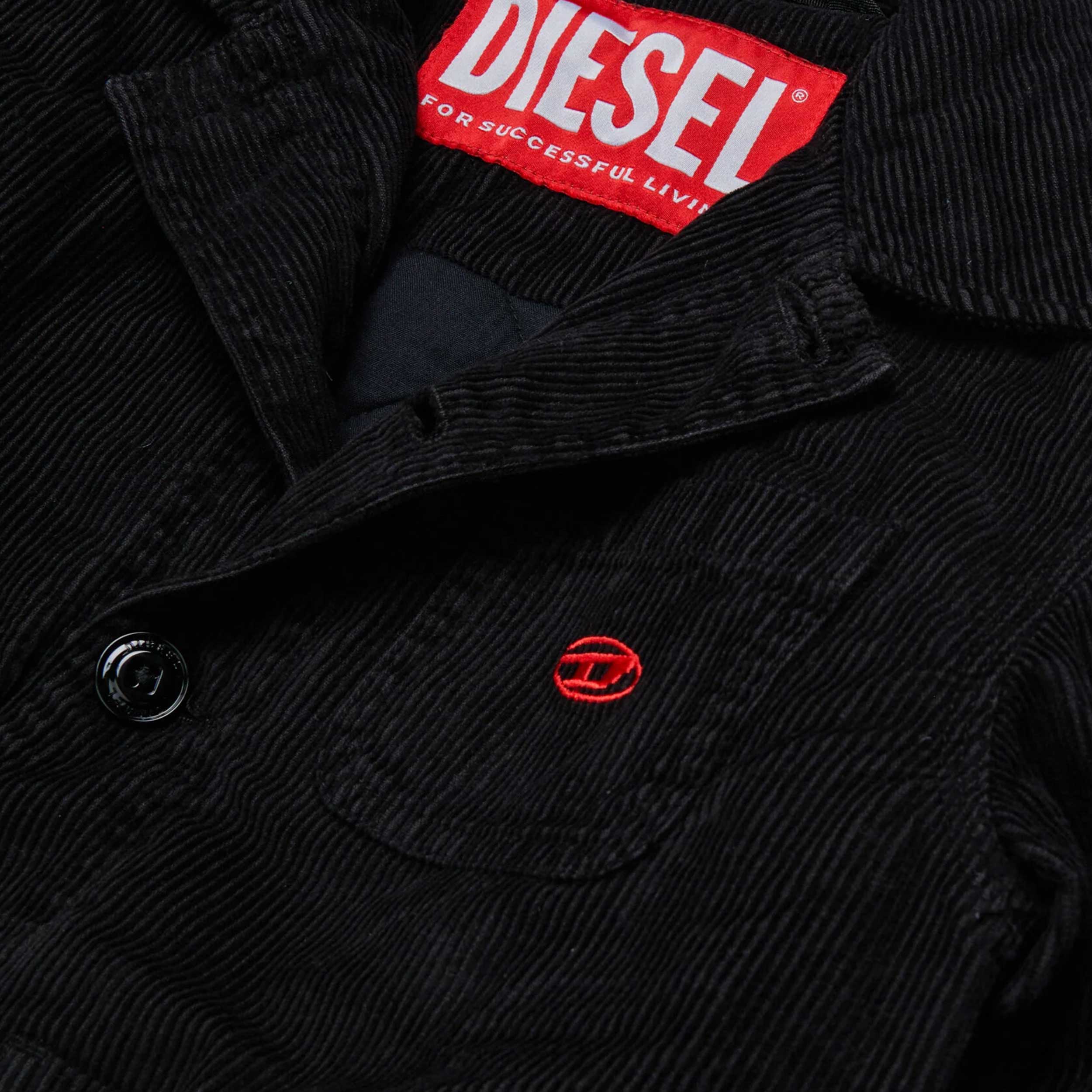 Giacca Nera in Velluto a Coste per Ragazzo Firmata DIESEL