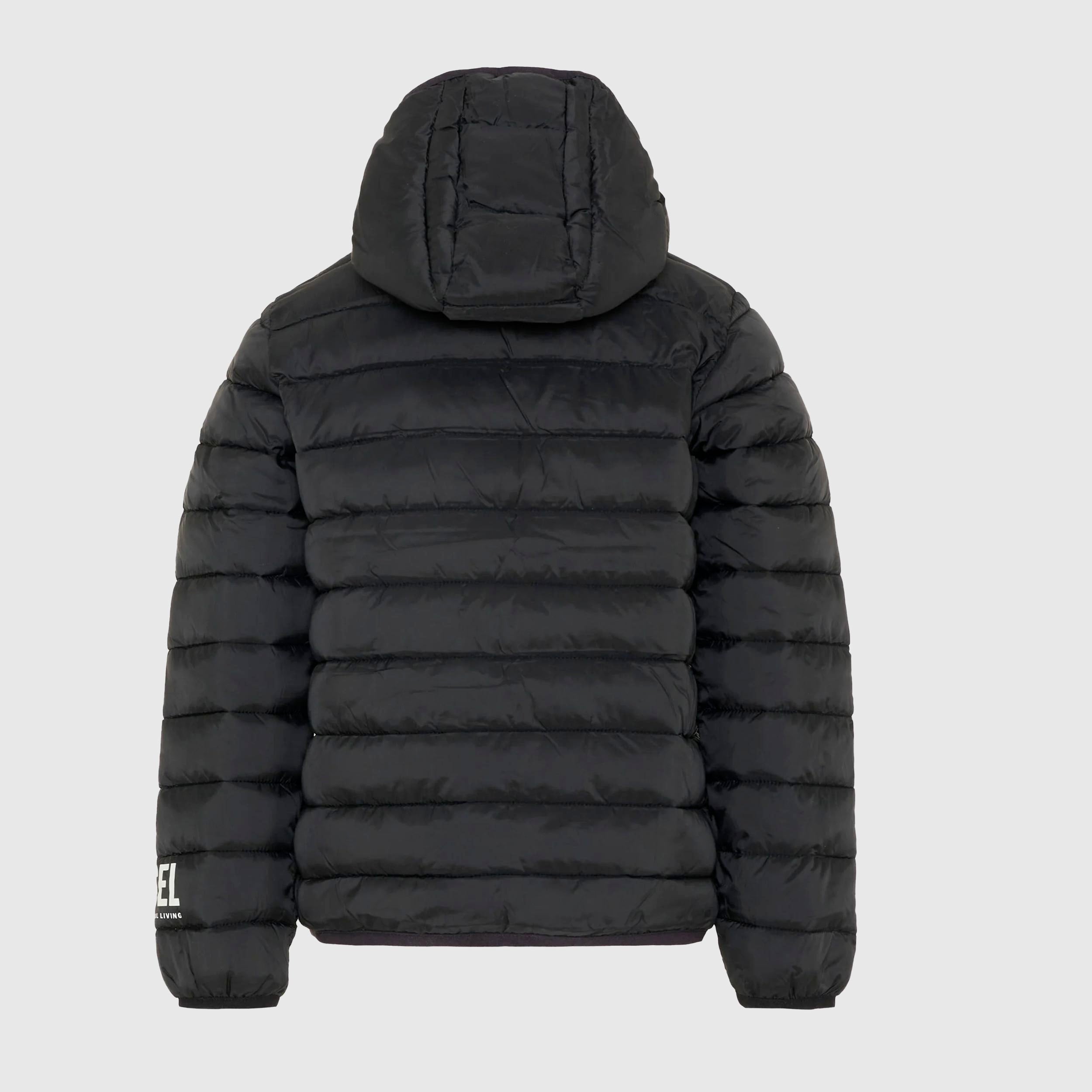 Piumino Nero con Patch Logo Bianco Firmato DIESEL