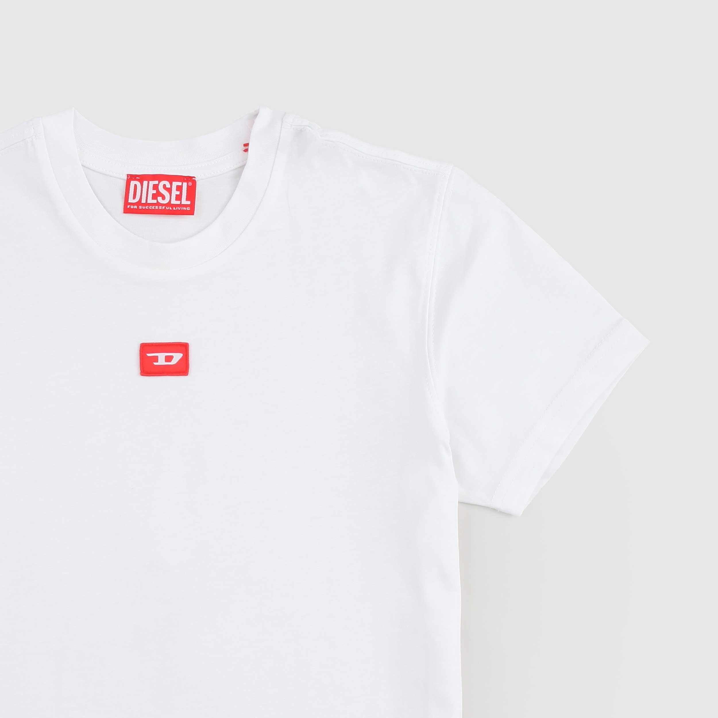 T-shirt Bianca Con Logo Rosso Firmata DIESEL